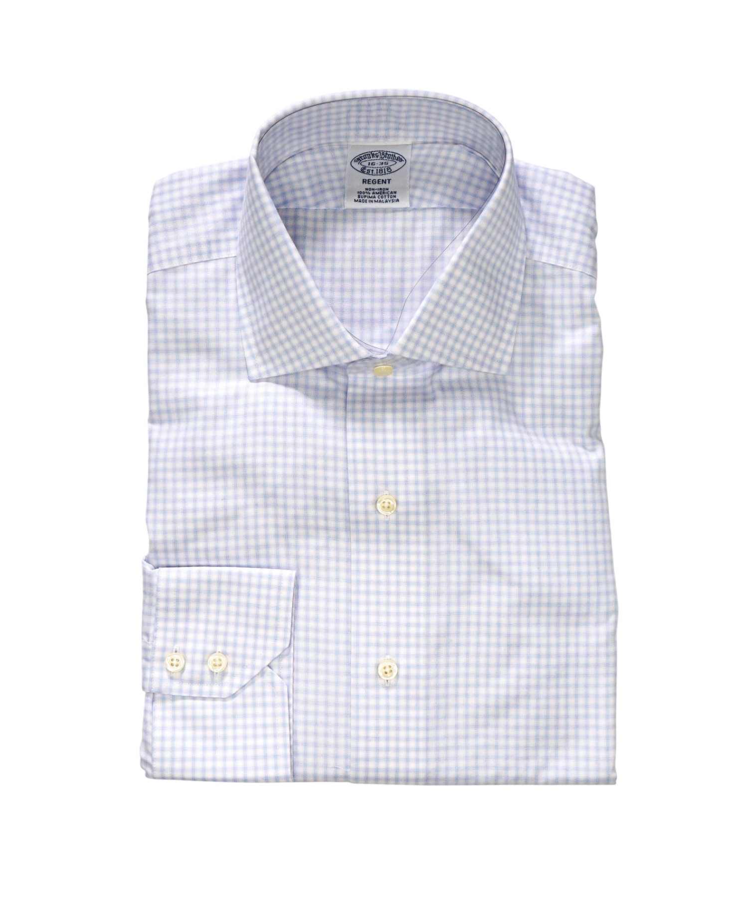 $128 BROOKS BROTHERS - Blue/Pink Check NON-IRON REGENT Shirt - 16 - 35