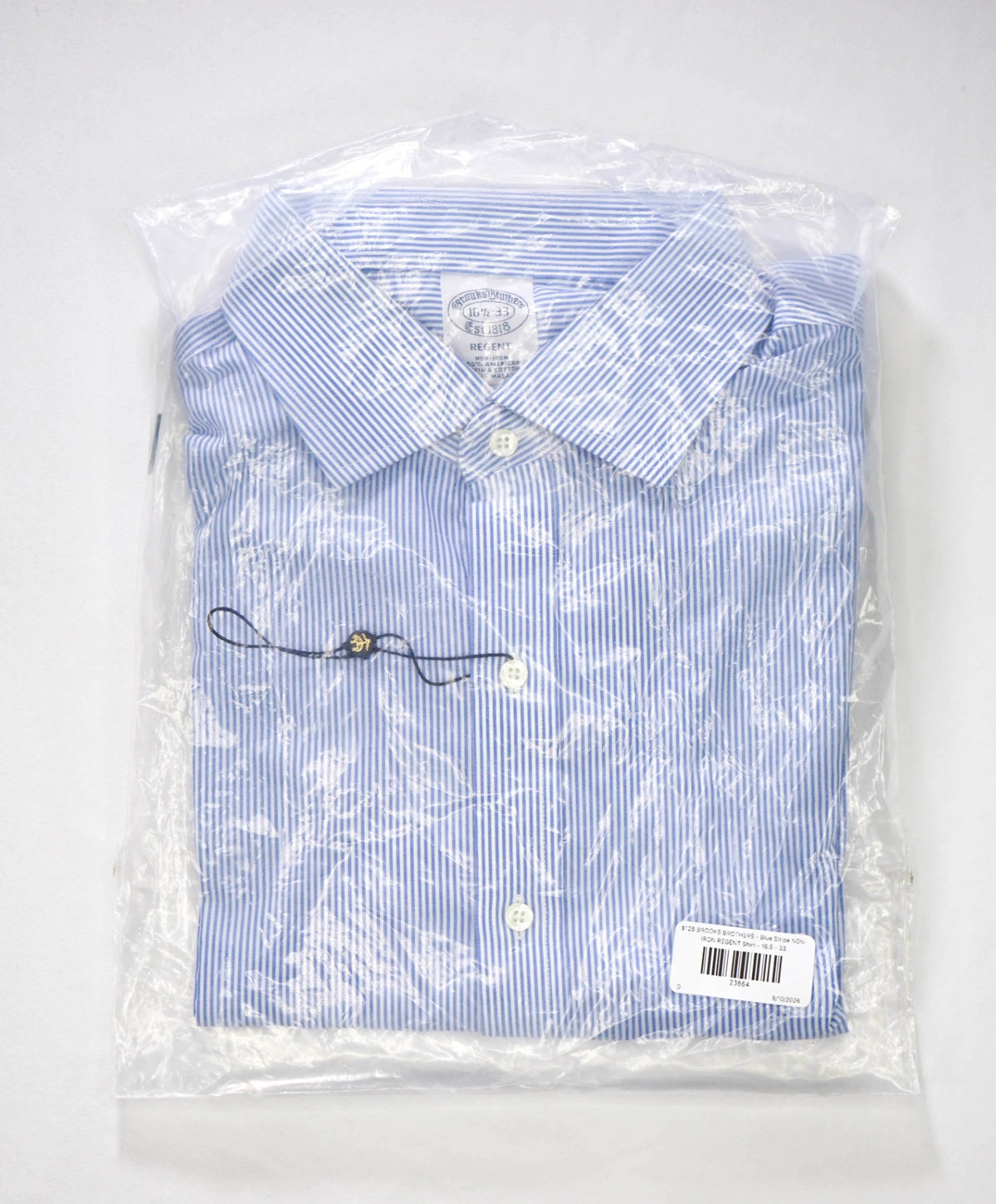 $128 BROOKS BROTHERS - Blue Stripe NON-IRON REGENT Shirt - 16.5 - 35