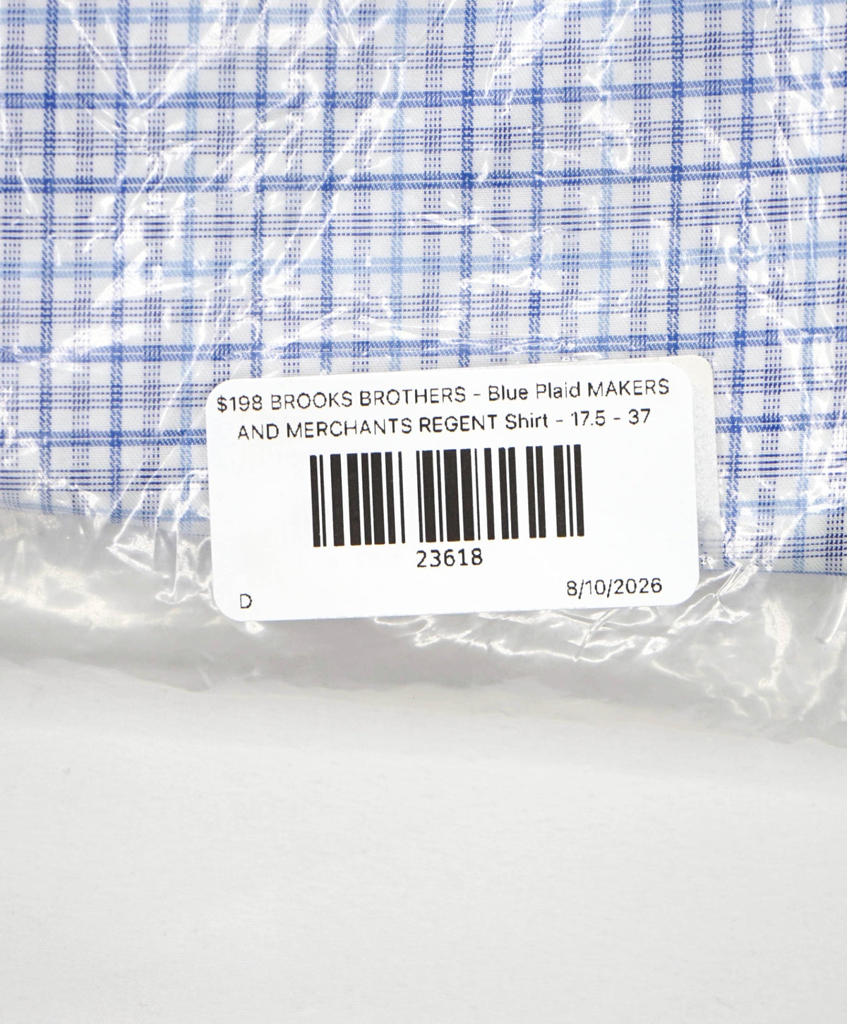 $198 BROOKS BROTHERS - Blue Plaid MAKERS AND MERCHANTS REGENT Shirt - 17.5 - 37