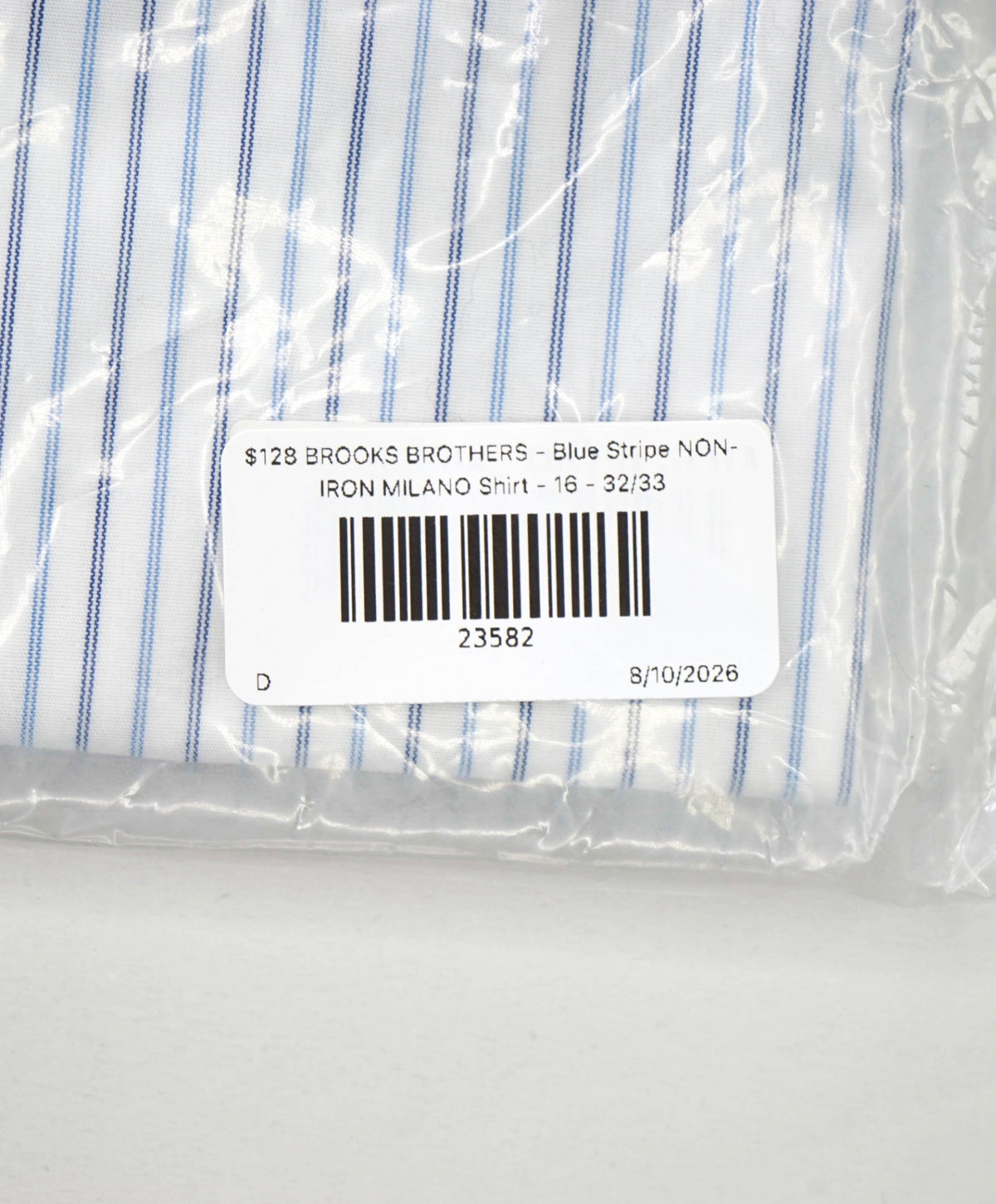 $128 BROOKS BROTHERS - Blue Stripe NON-IRON MILANO Shirt - 16 - 32/33