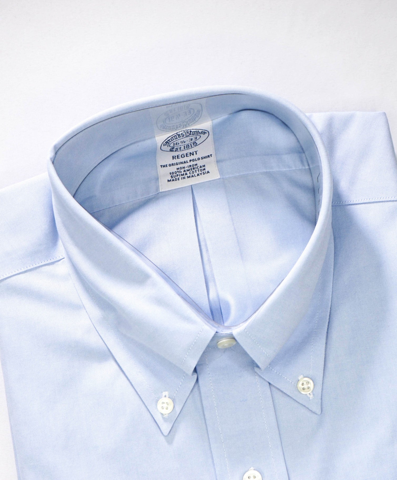 $128 BROOKS BROTHERS - Blue NON-IRON REGENT Shirt - 16.5 - 33