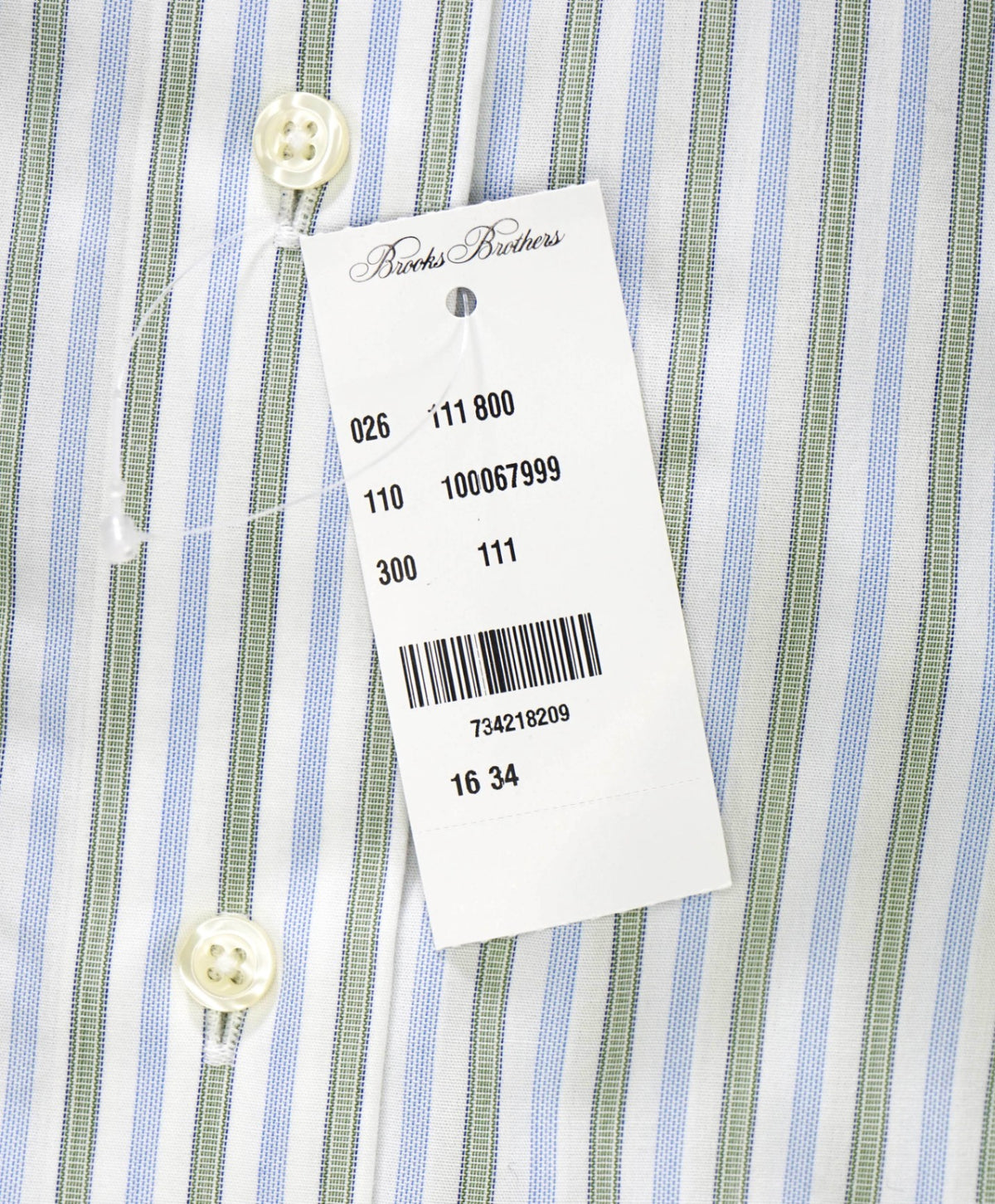 $128 BROOKS BROTHERS - Green/Blue Stripe NON-IRON MILANO Shirt - 16 - 34