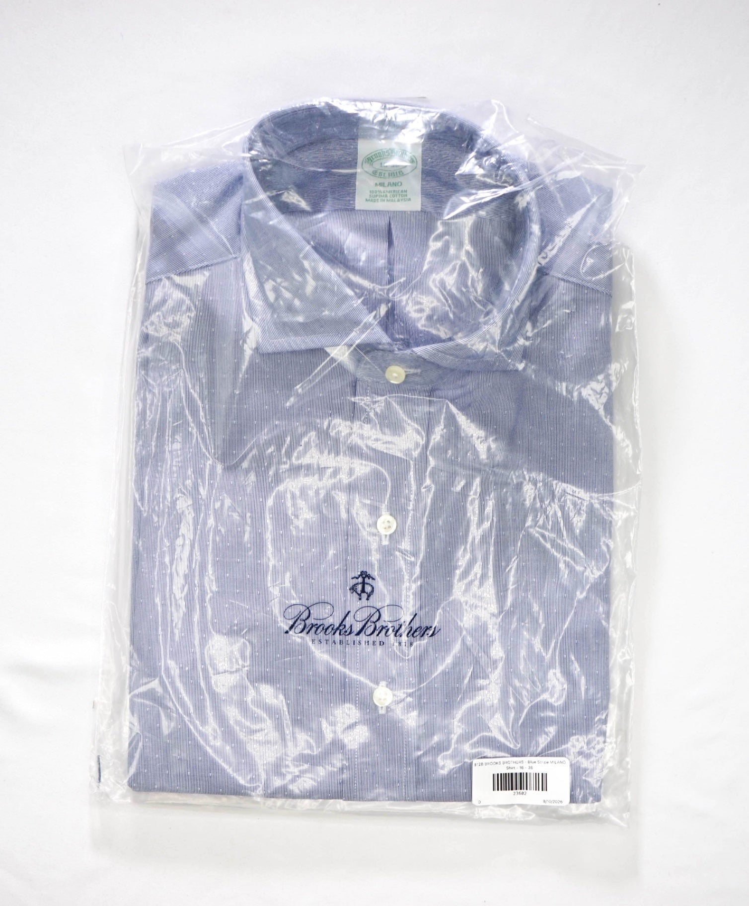 $128 BROOKS BROTHERS - Blue Stripe MILANO Shirt - 16 - 36