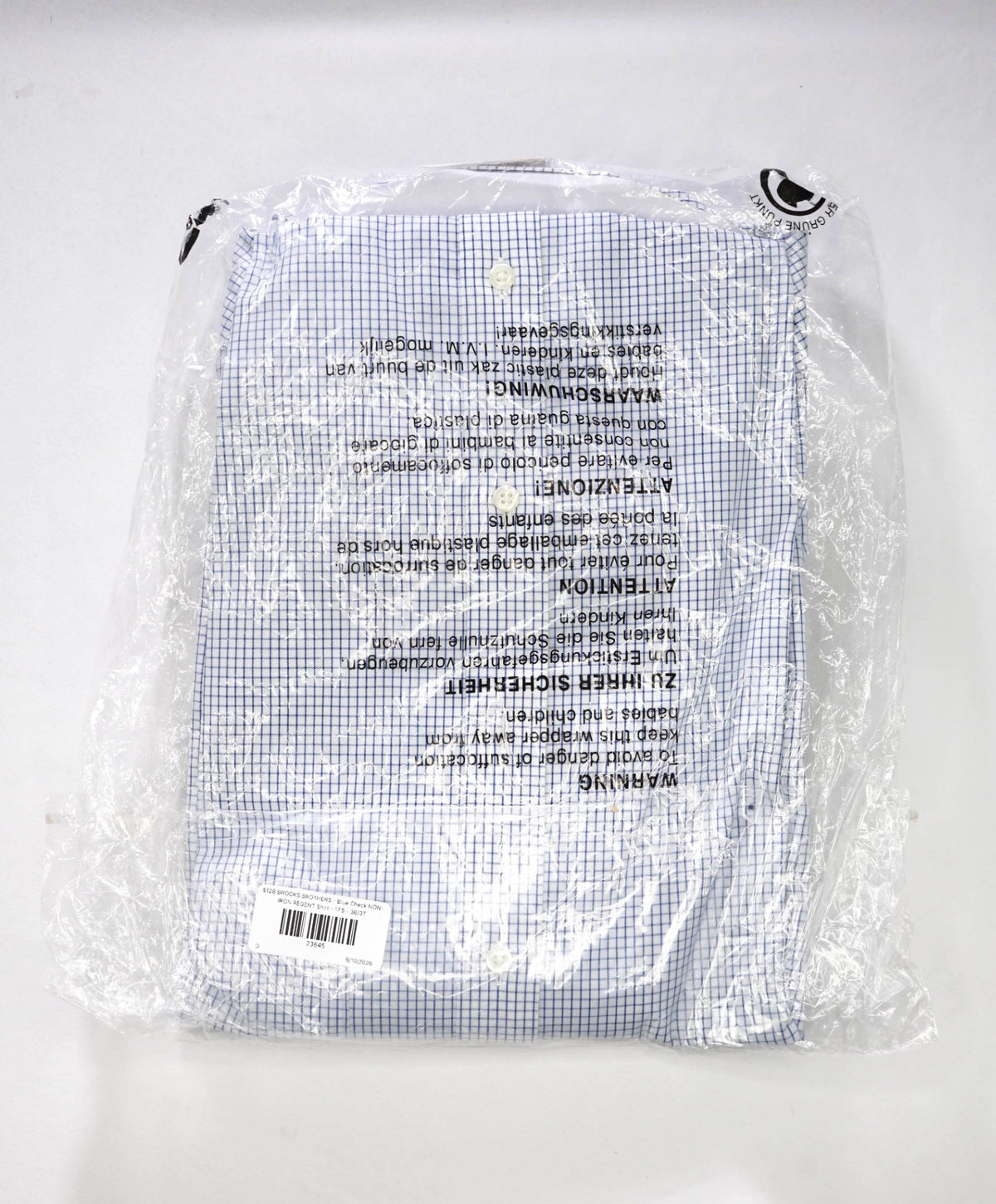 $128 BROOKS BROTHERS - Blue Check NON-IRON REGENT Shirt - 17.5 - 36/37