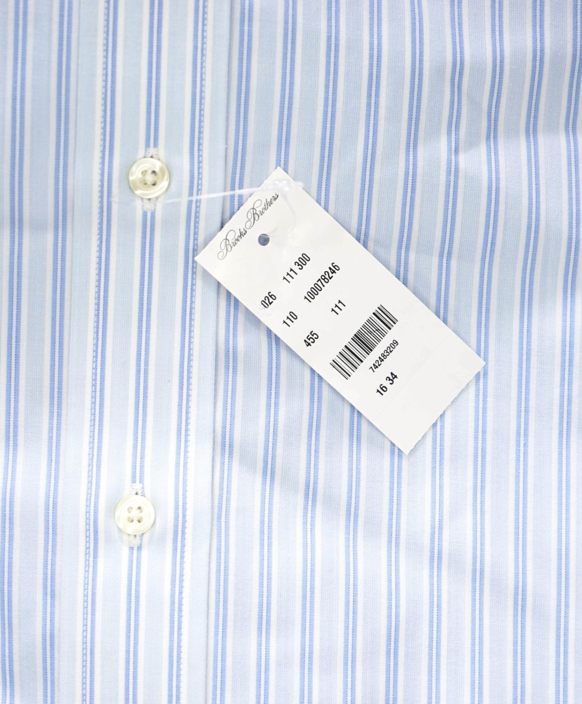 $128 BROOKS BROTHERS - Blue Stripe NON-IRON REGENT Shirt - 16 - 34