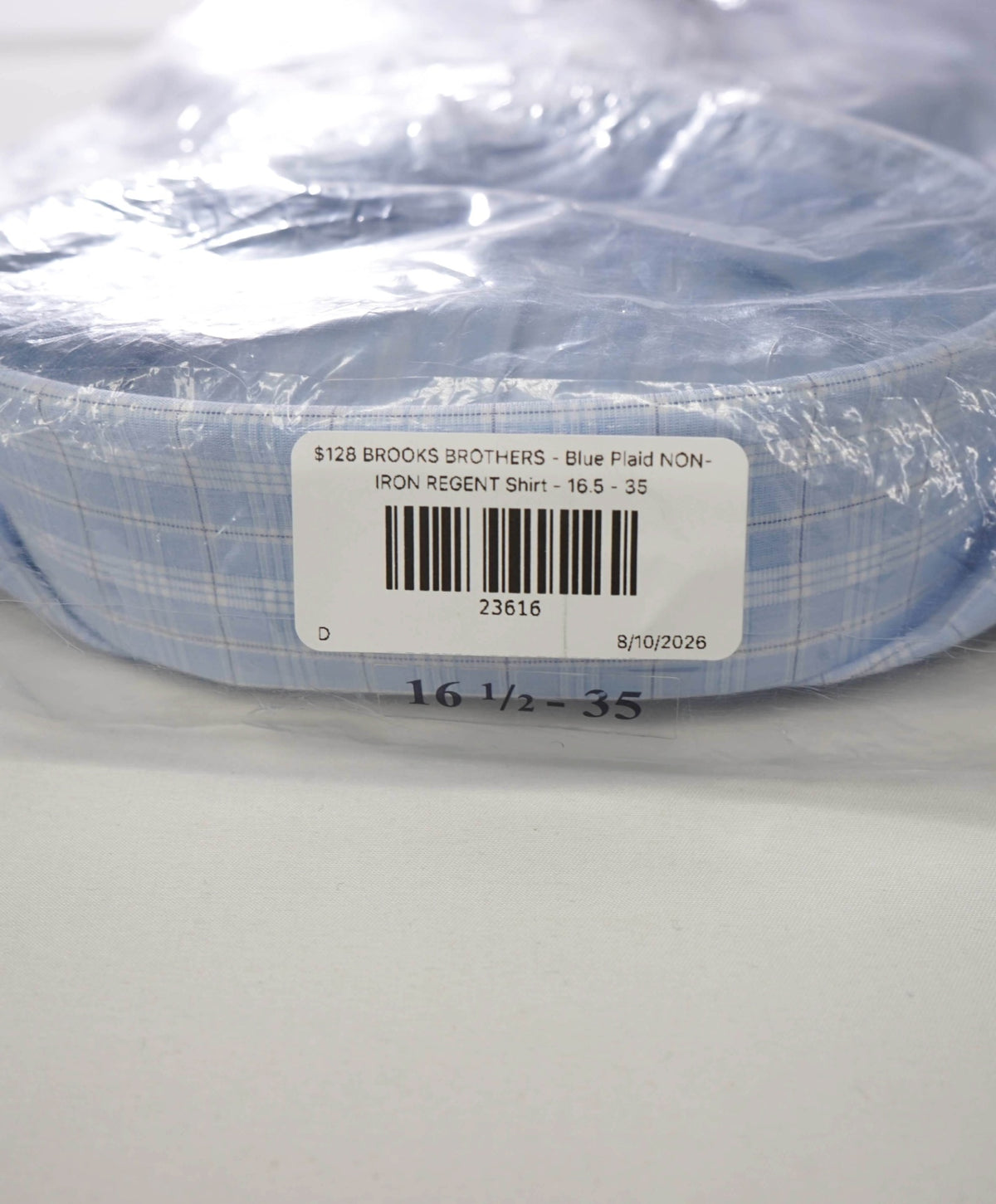 $128 BROOKS BROTHERS - Blue Plaid NON-IRON REGENT Shirt - 16.5 - 35