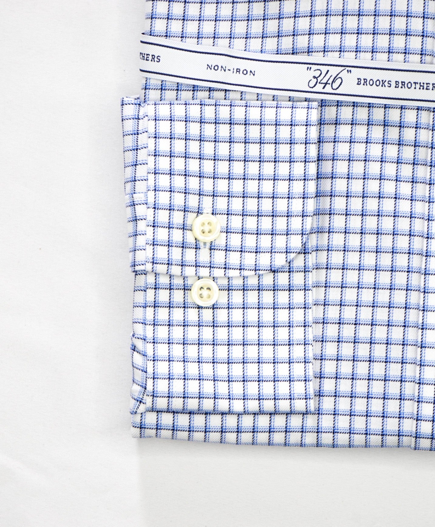 $128 BROOKS BROTHERS - Blue Check NON-IRON "346" Slim Fit Shirt - 16 - 34/35