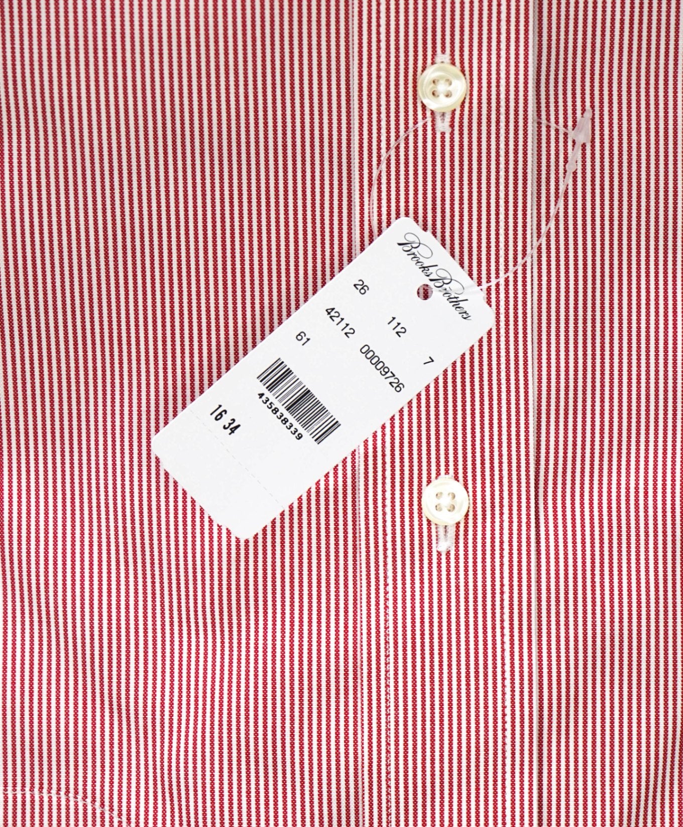 $128 BROOKS BROTHERS - Red Stripe MILANO Shirt - 16 - 34