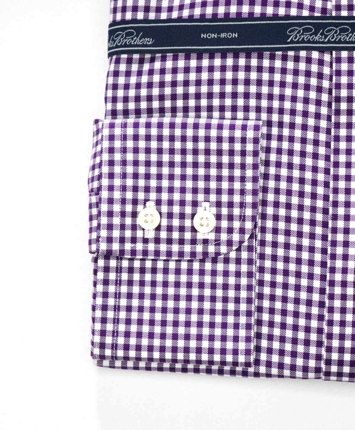 $128 BROOKS BROTHERS - Purple Gingham NON-IRON Shirt - 16.5 - 36