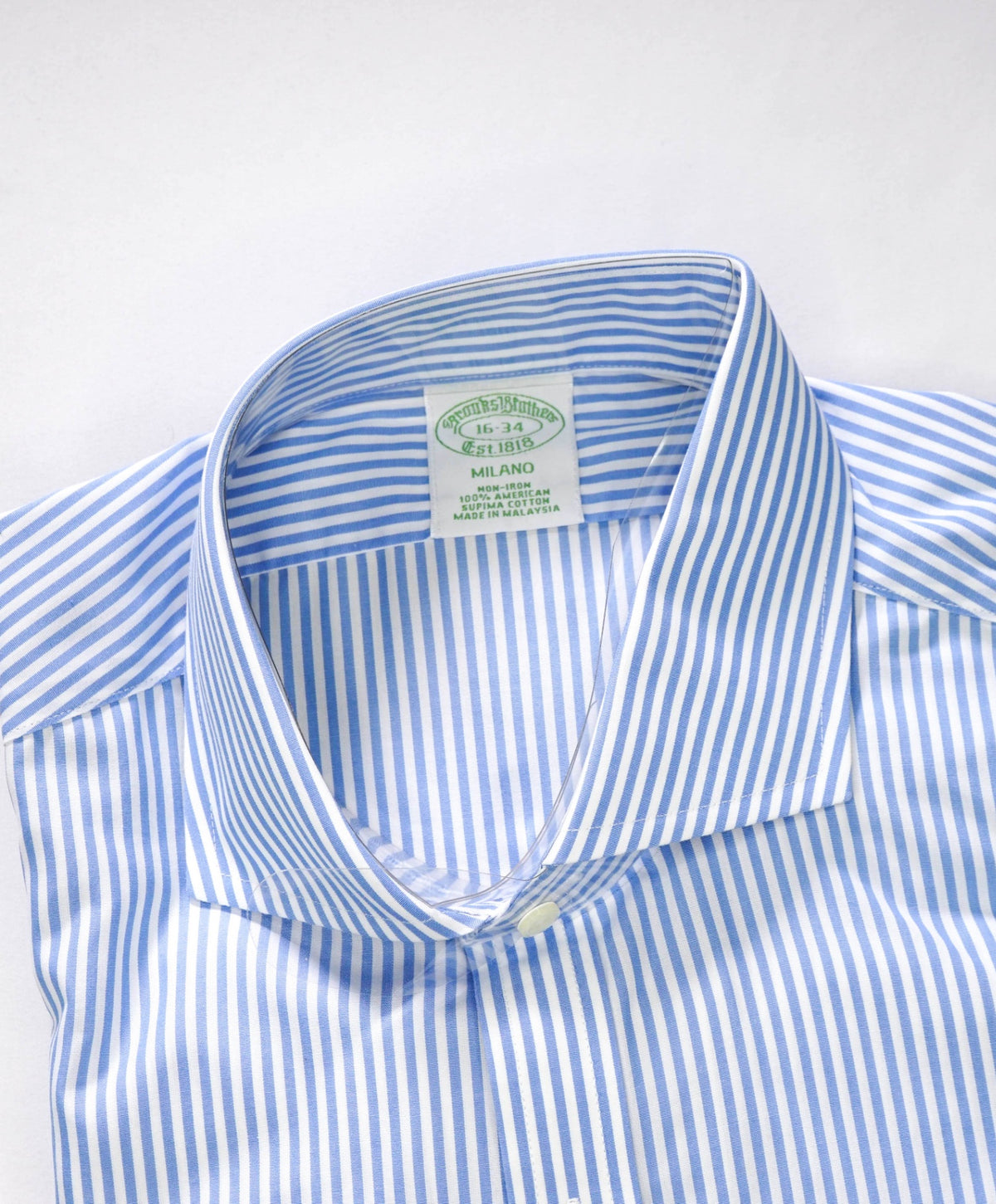 $128 BROOKS BROTHERS - Blue Stripe NON-IRON MILANO Shirt - 16 - 34