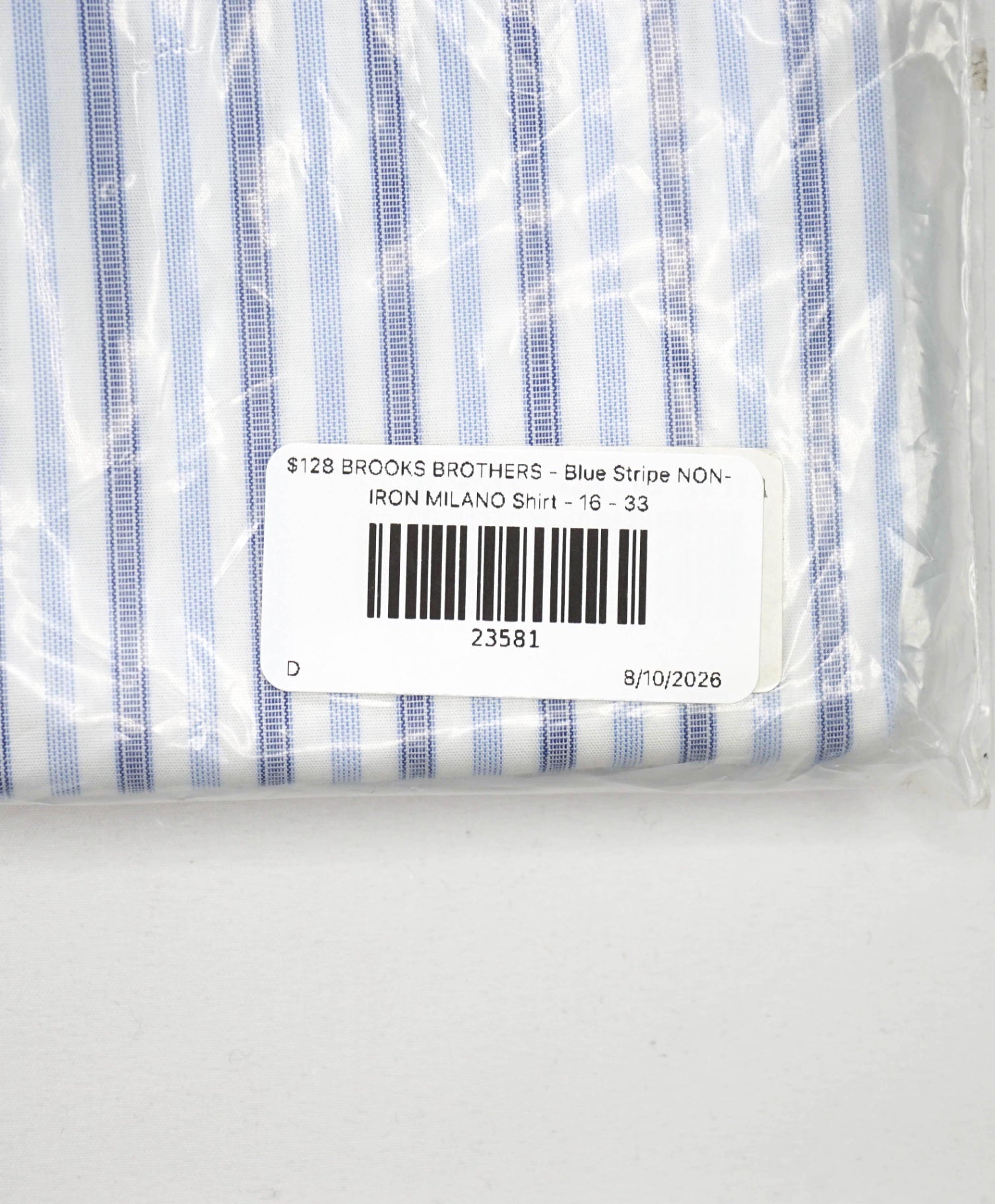 $128 BROOKS BROTHERS - Blue Stripe NON-IRON MILANO Shirt - 16 - 33