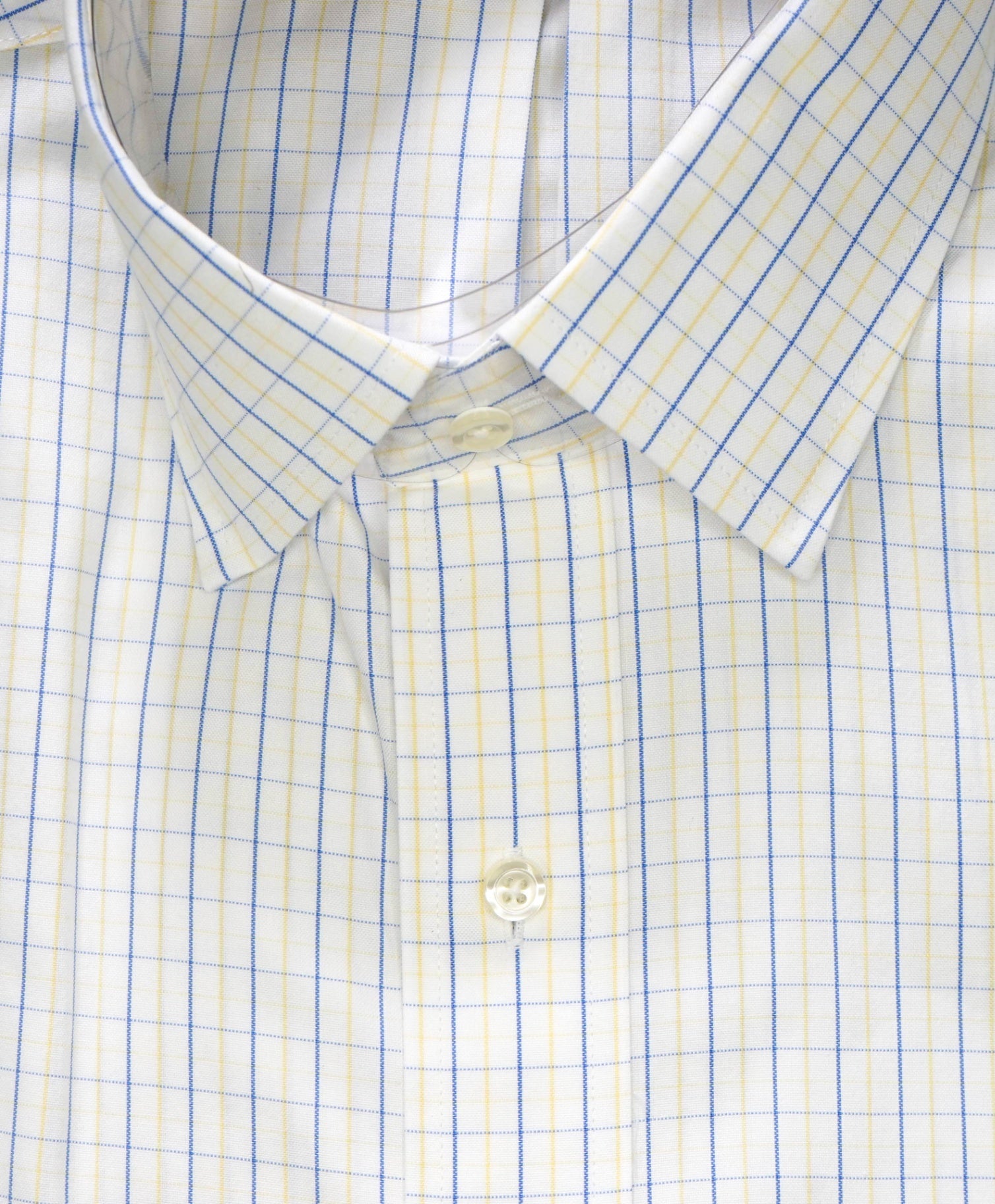 $128 BROOKS BROTHERS - Blue/Yellow Plaid NON-IRON REGENT Shirt - 17 - 34