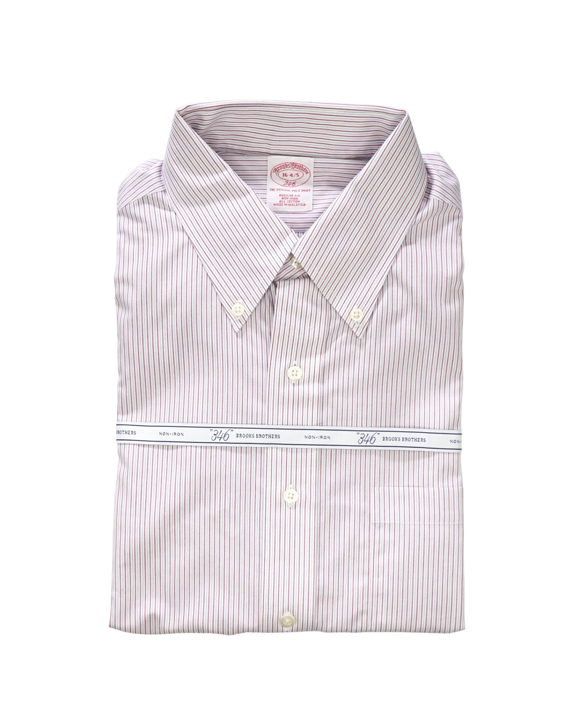 $128 BROOKS BROTHERS - Red/Blue Stripe NON-IRON "346" Shirt - 16 - 34/35