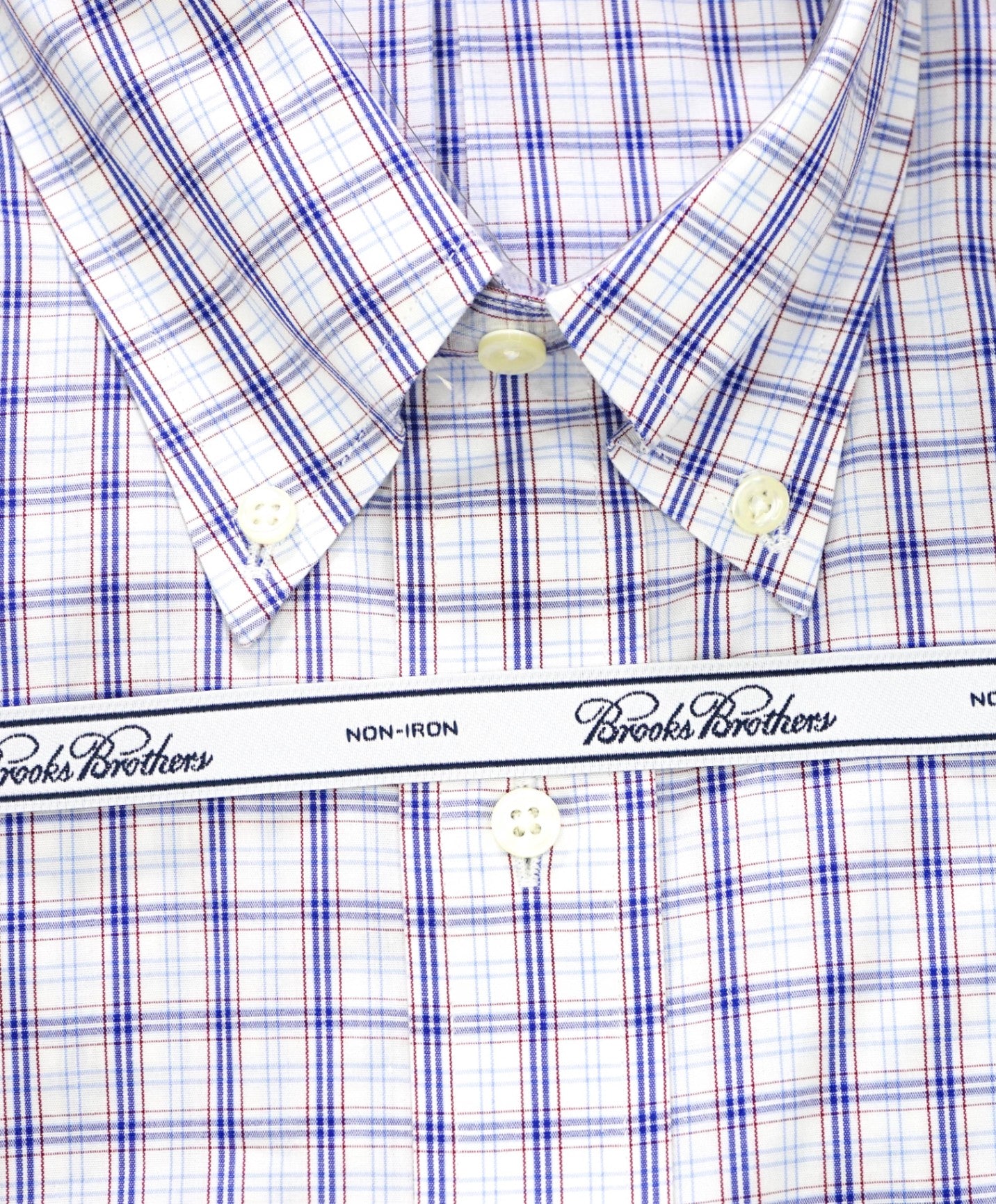 $128 BROOKS BROTHERS - Blue Plaid NON-IRON REGENT Shirt - 16.5 - 35