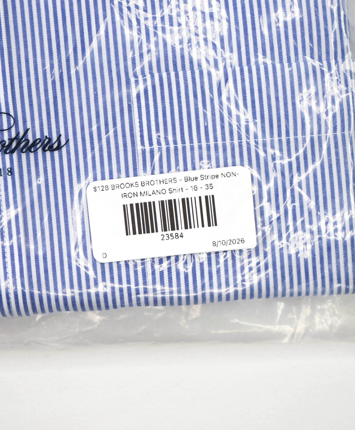 $128 BROOKS BROTHERS - Blue Stripe NON-IRON MILANO Shirt - 16 - 35