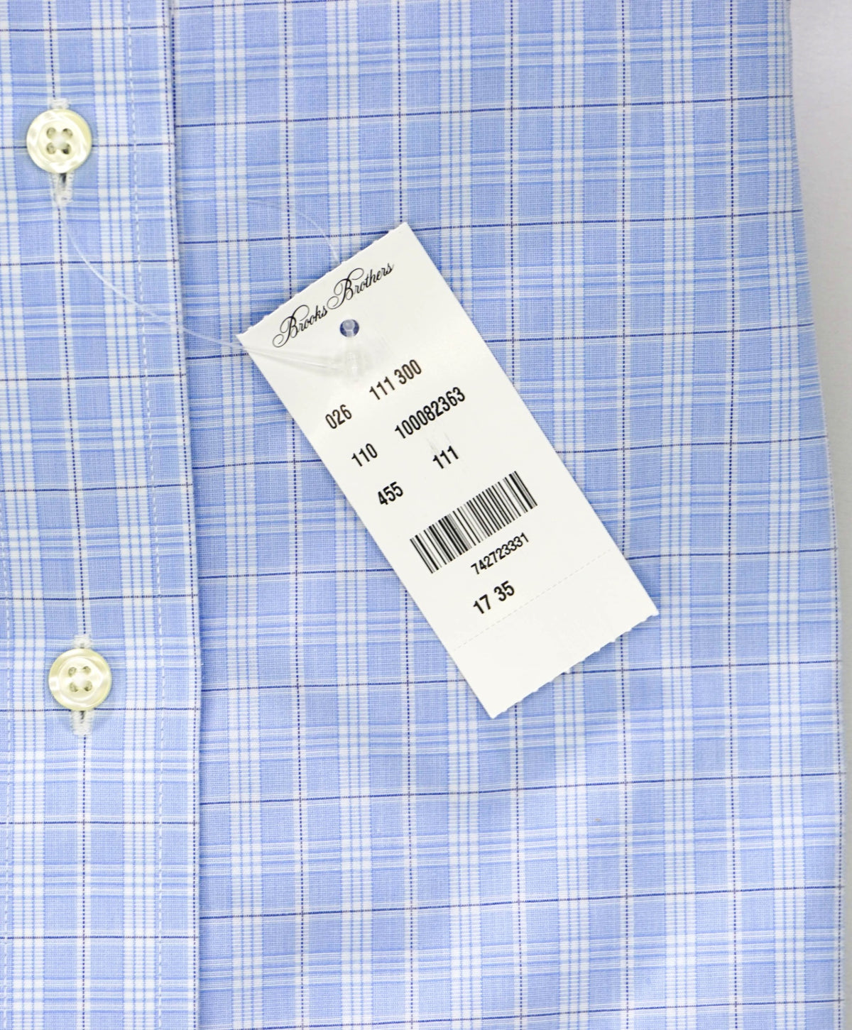 $128 BROOKS BROTHERS - Blue Plaid NON-IRON REGENT Shirt - 17 - 35