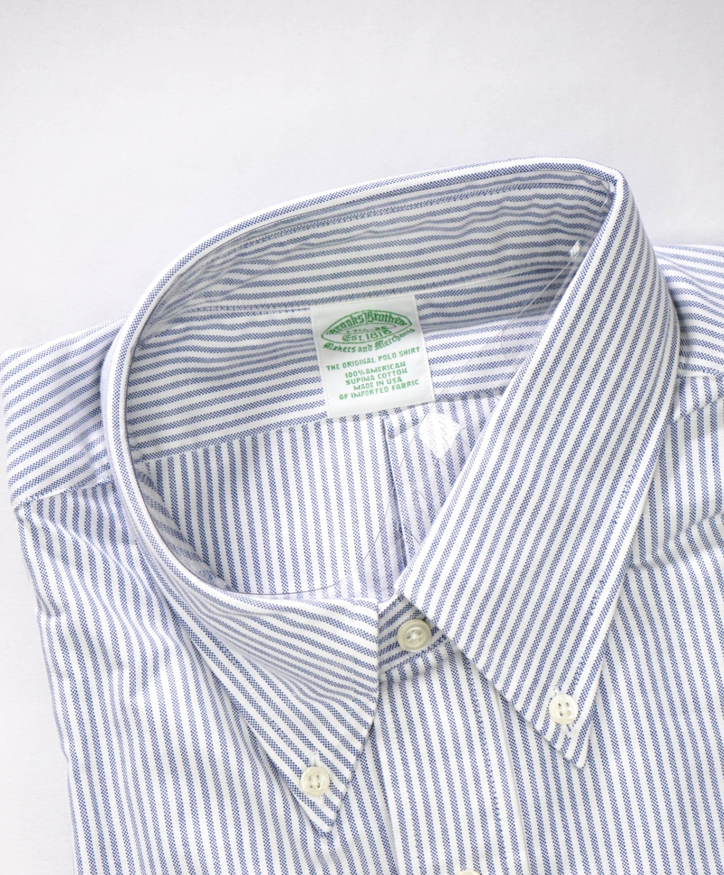 $198 BROOKS BROTHERS - Blue Stripe MAKERS AND MERCHANTS Shirt - 17.5 - 35