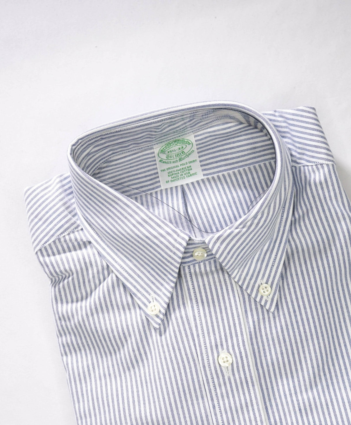 $198 BROOKS BROTHERS - Blue Stripe MADE IN USA MAKERS AND MERCHANTS Shirt - 15.5 - 33