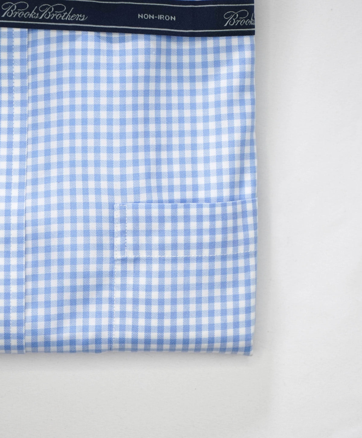$128 BROOKS BROTHERS - Blue Gingham NON-IRON Shirt - 17.5 - 35