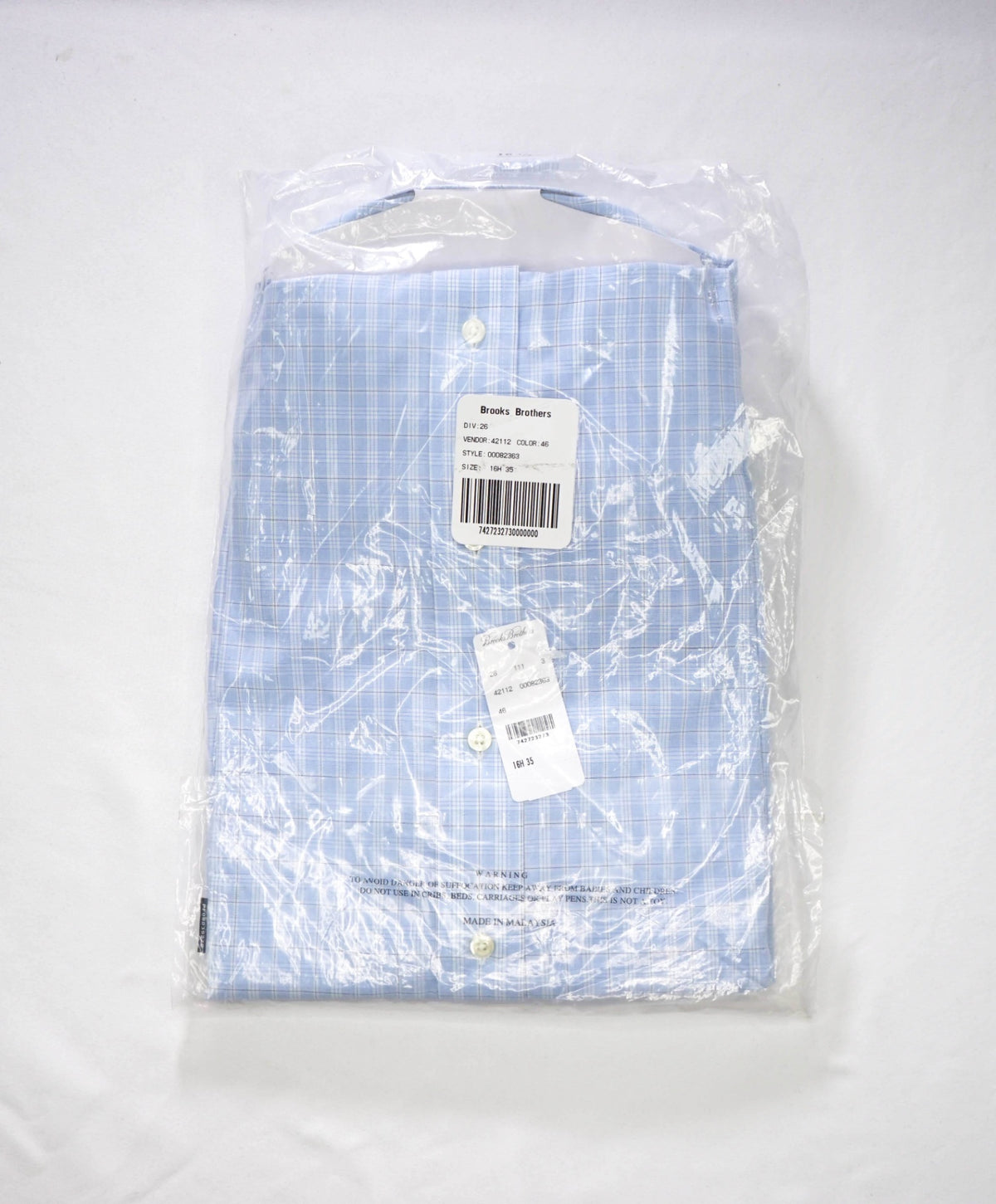 $128 BROOKS BROTHERS - Blue Plaid NON-IRON REGENT Shirt - 16.5 - 35