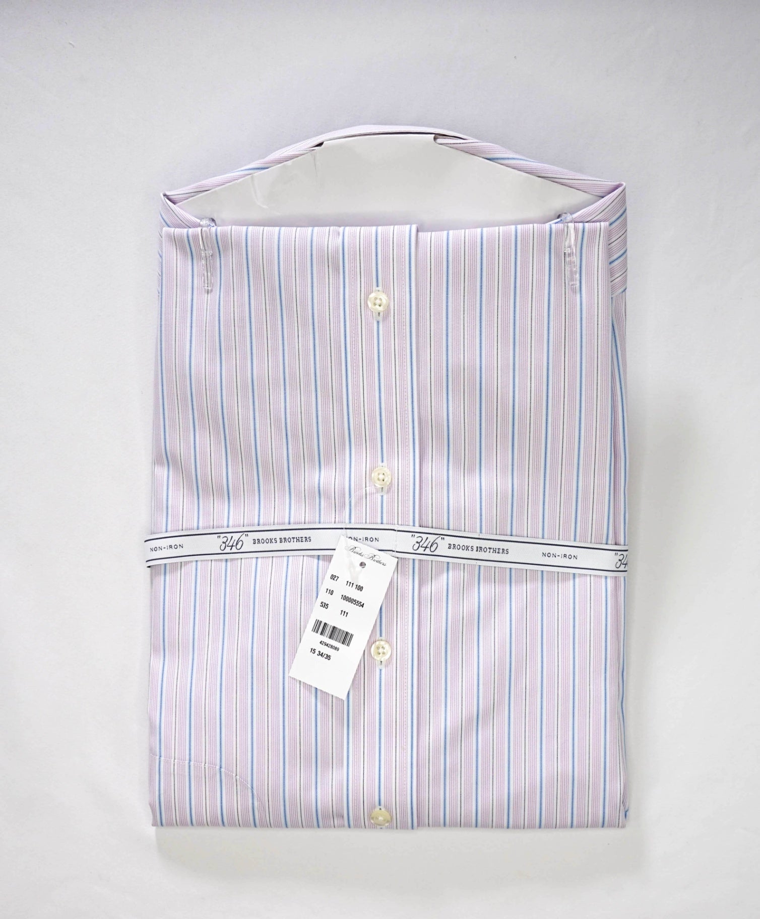 $128 BROOKS BROTHERS - Purple/Blue Stripe NON-IRON "346" Slim Fit Shirt - 15 - 34/35