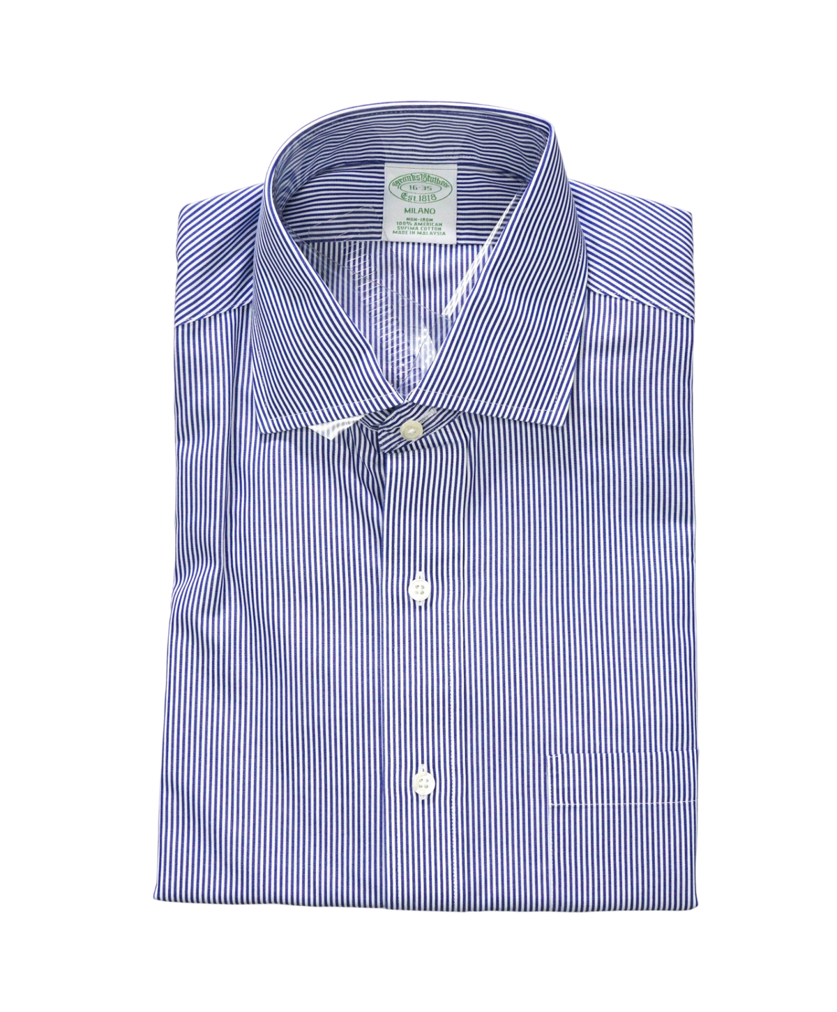 $128 BROOKS BROTHERS - Blue Stripe NON-IRON MILANO Shirt - 16 - 35