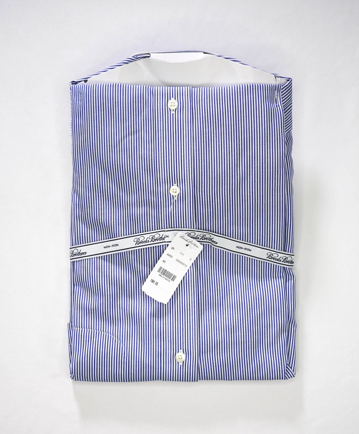 $128 BROOKS BROTHERS - Blue Stripe NON-IRON REGENT Shirt - 16.5 - 35