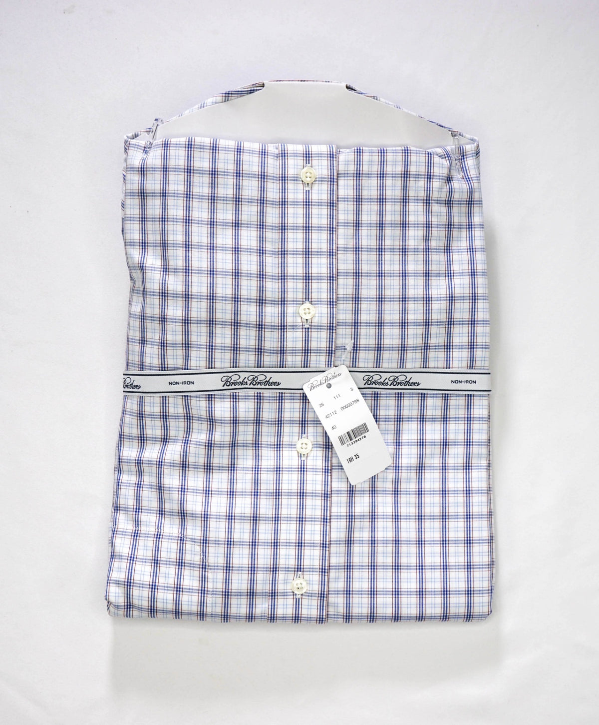 $128 BROOKS BROTHERS - Blue Plaid NON-IRON REGENT Shirt - 16.5 - 35