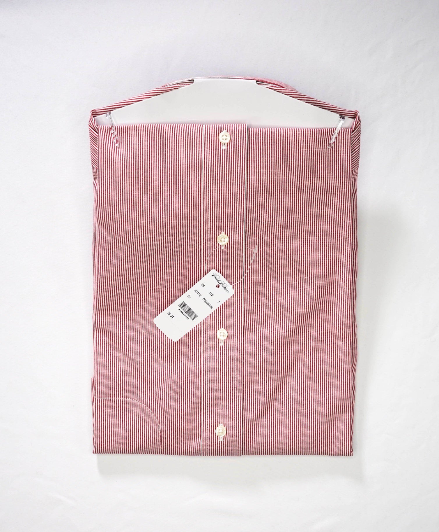 $128 BROOKS BROTHERS - Red Stripe MILANO Shirt - 16 - 34