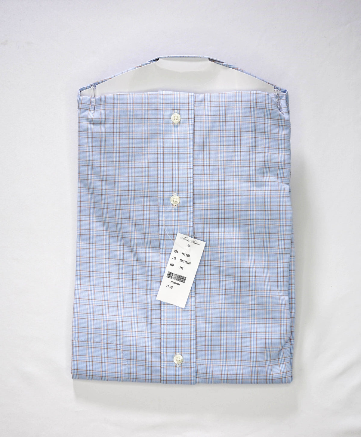 $128 BROOKS BROTHERS - Blue Plaid NON-IRON MILANO Shirt - 17 - 35
