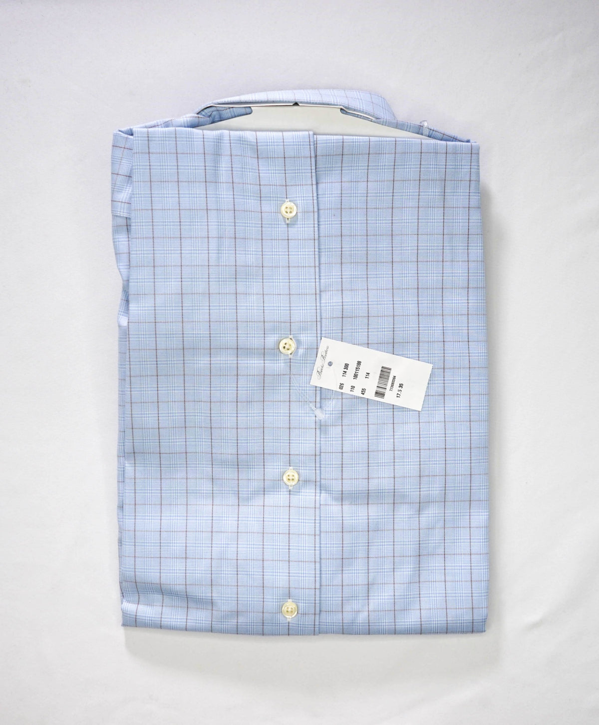 $128 BROOKS BROTHERS - Blue Plaid NON-IRON MILANO Shirt - 17.5 - 35