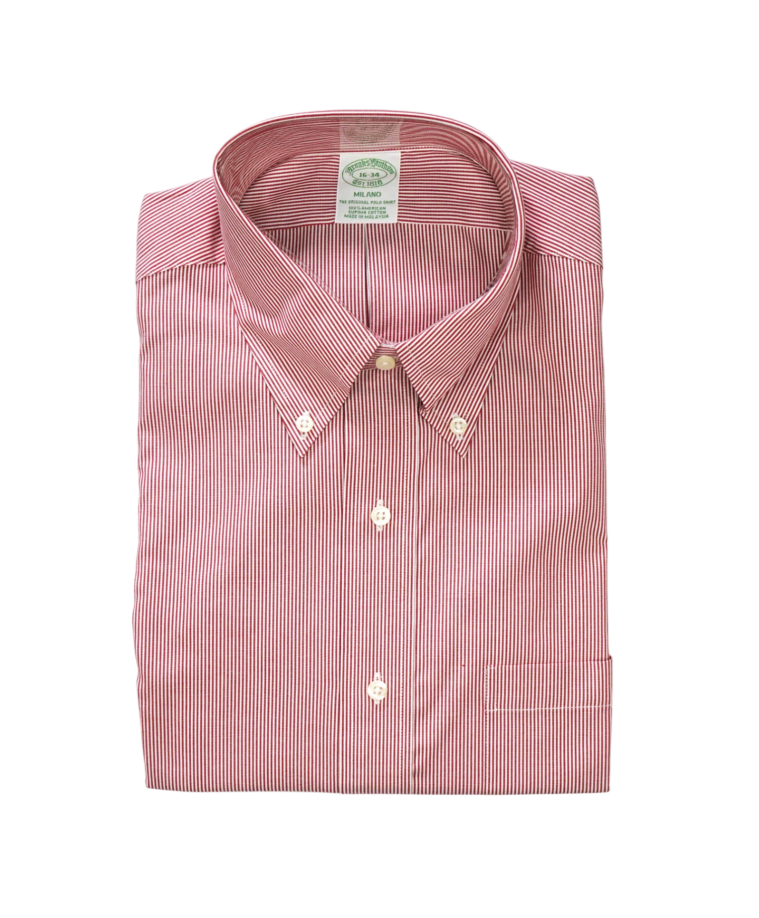 $128 BROOKS BROTHERS - Red Stripe MILANO Shirt - 16 - 34