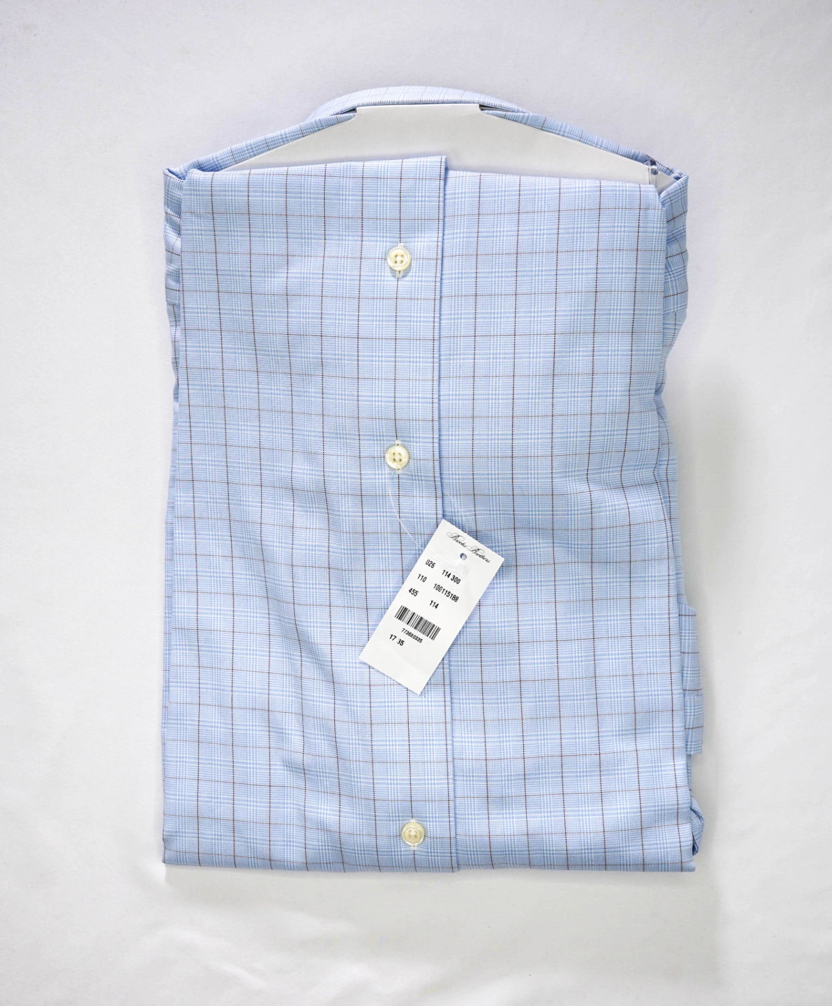 $128 BROOKS BROTHERS - Blue Plaid NON-IRON MILANO Shirt - 17 - 35