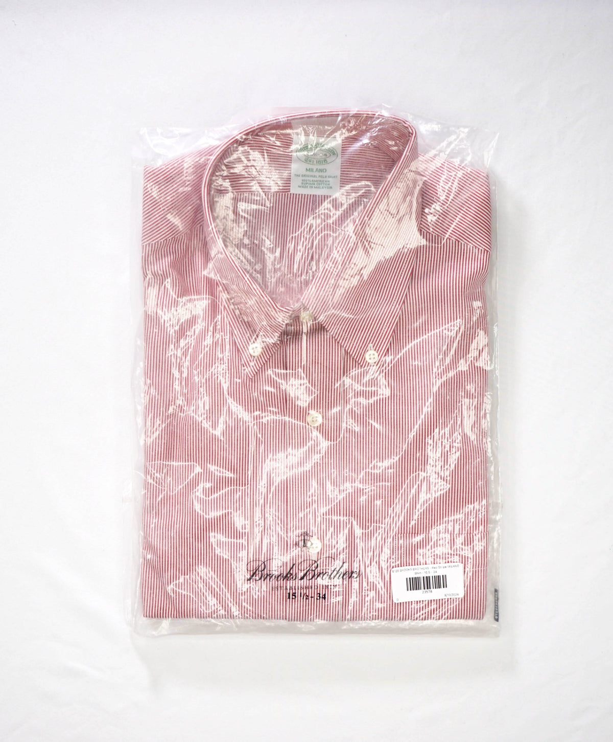 $128 BROOKS BROTHERS - Red Stripe MILANO Shirt - 15.5 - 34