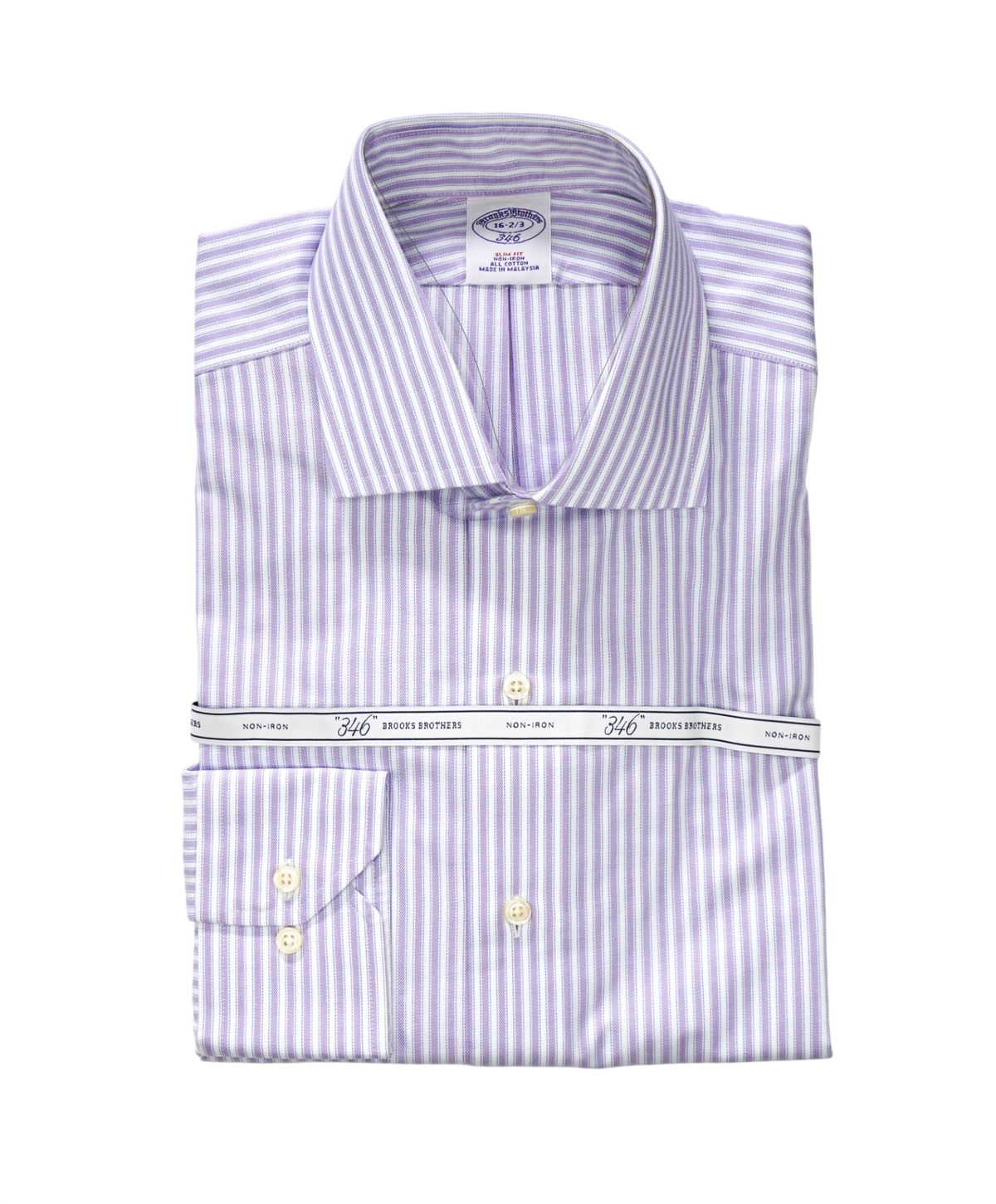 $128 BROOKS BROTHERS - Purple/Blue Stripe NON-IRON "346" Slim Fit Shirt - 16 - 32/33