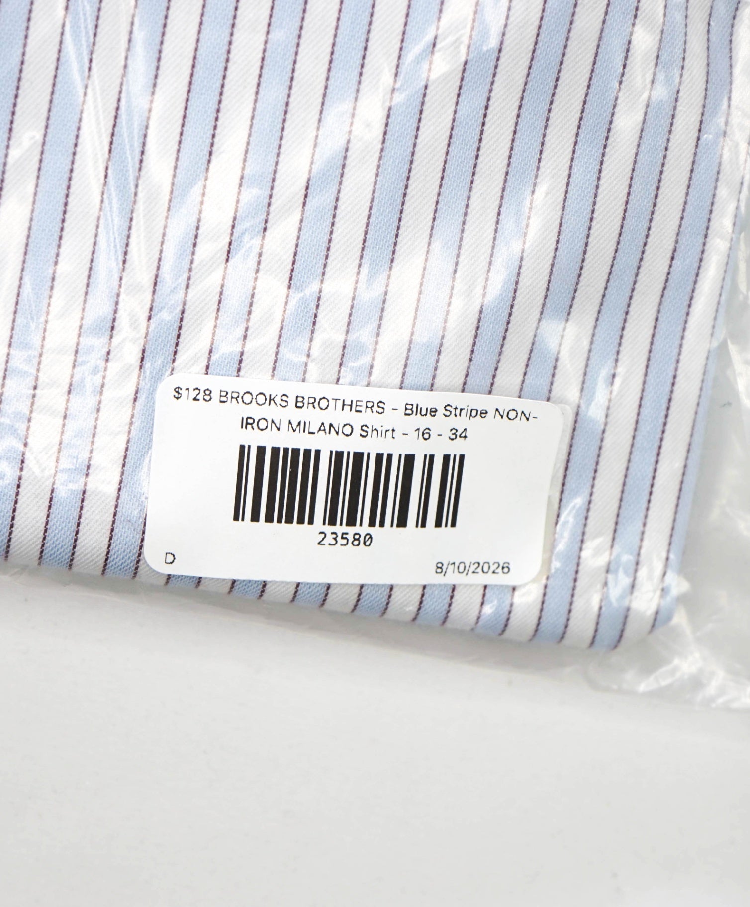 $128 BROOKS BROTHERS - Blue Stripe NON-IRON MILANO Shirt - 16 - 34