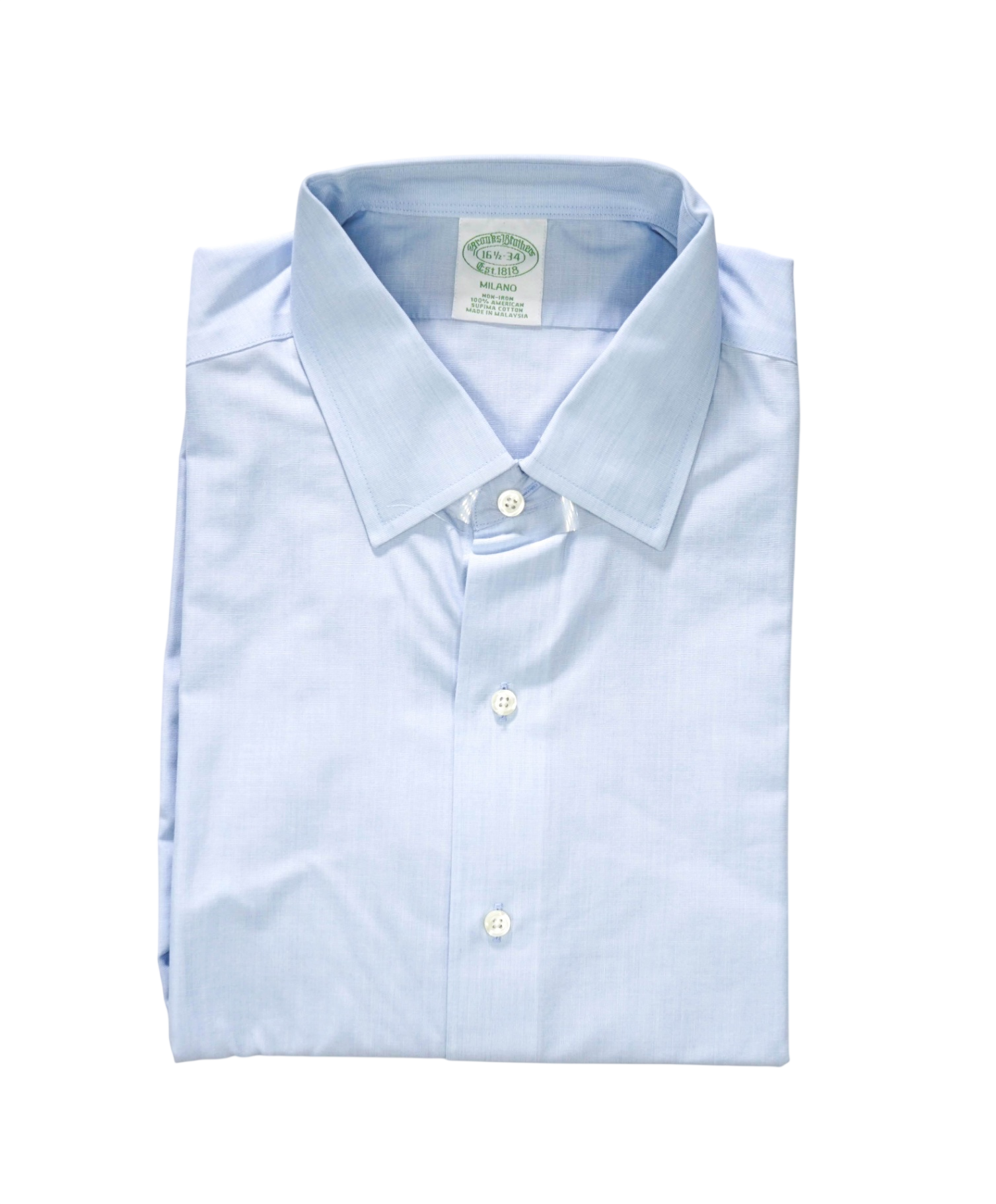 $128 BROOKS BROTHERS - Blue NON-IRON MILANO Shirt - 16.5 - 34
