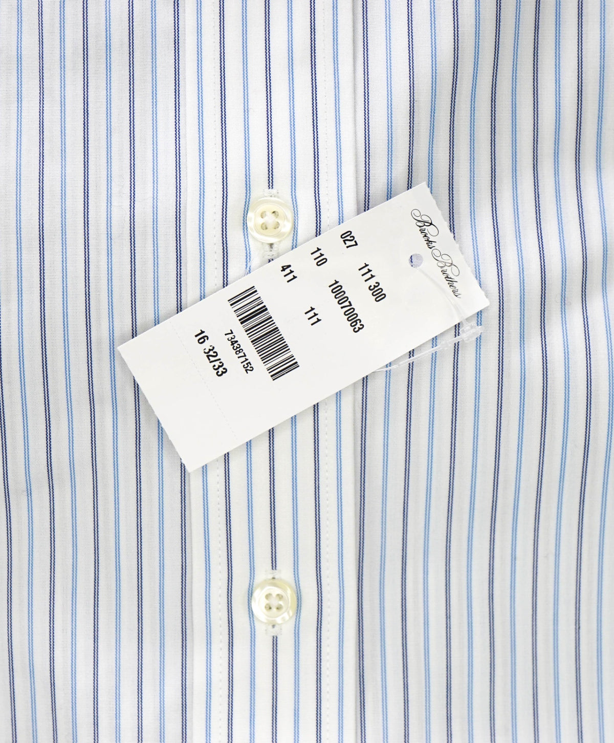 $128 BROOKS BROTHERS - Blue Stripe NON-IRON MILANO Shirt - 16 - 32/33