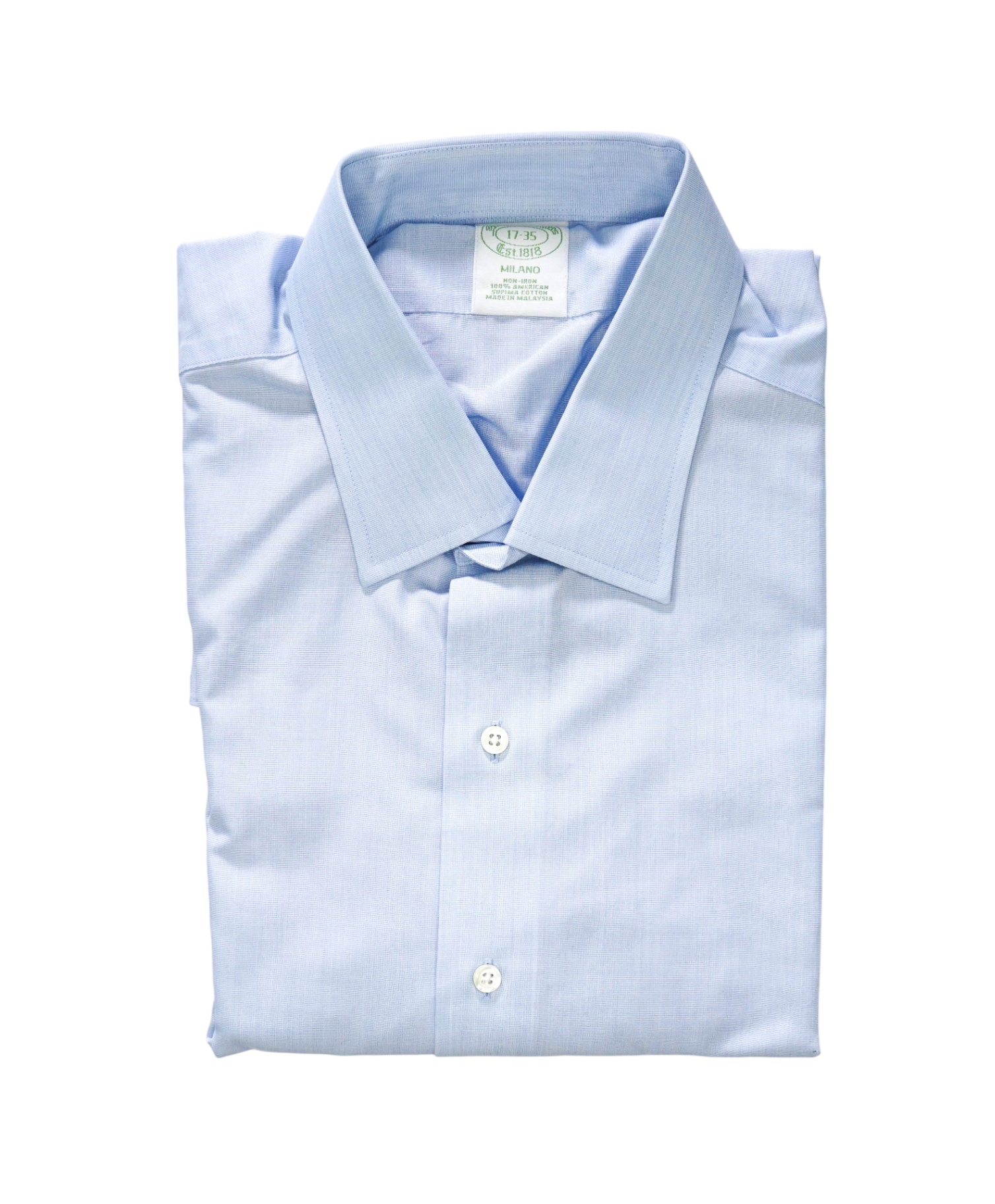 $128 BROOKS BROTHERS - Blue NON-IRON MILANO Shirt - 17 - 35