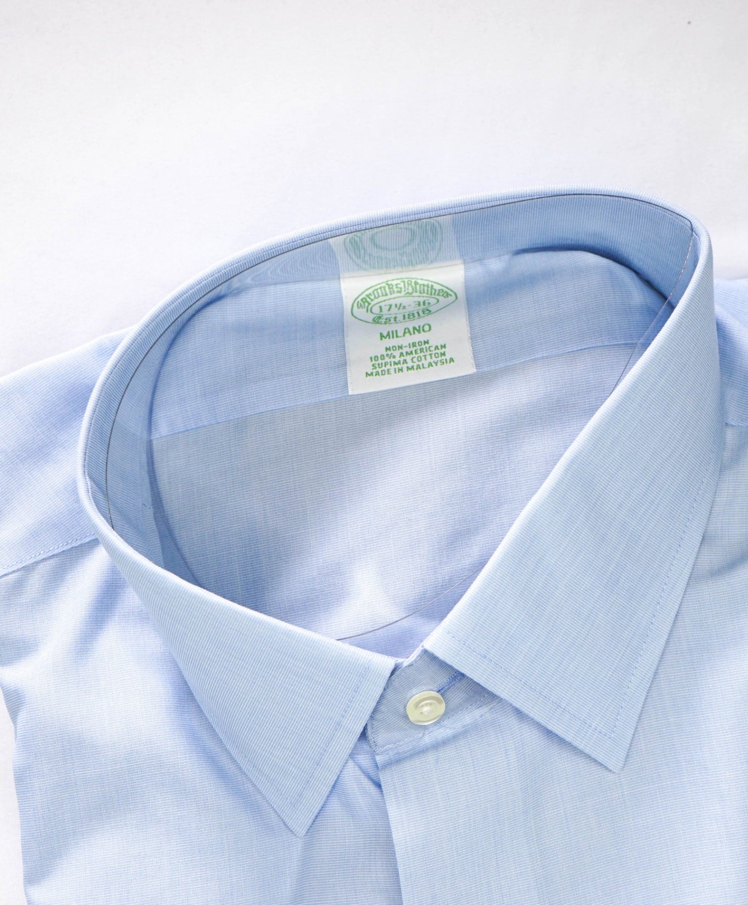 $128 BROOKS BROTHERS - Blue NON-IRON MILANO Shirt - 17.5 - 36