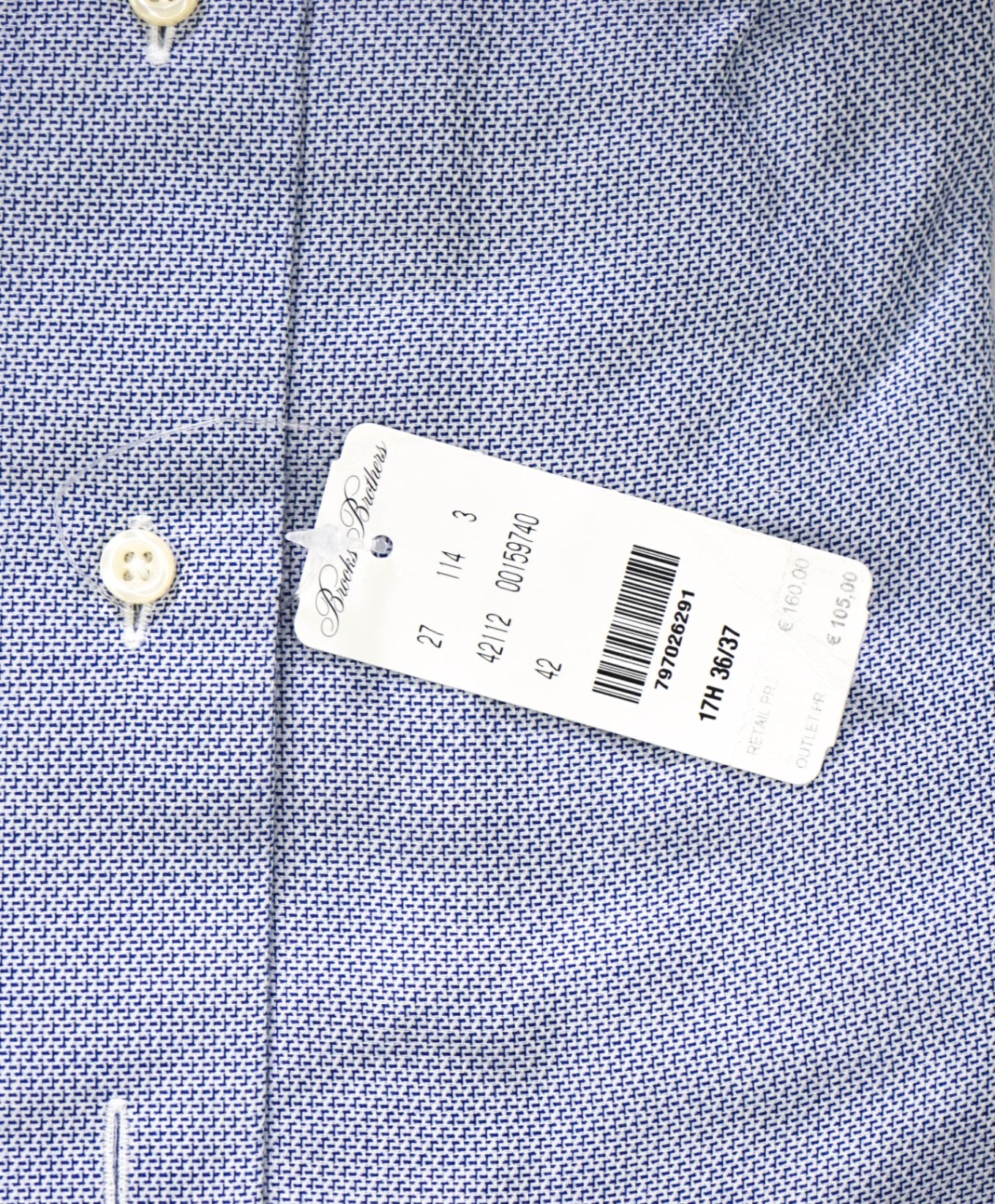 $128 BROOKS BROTHERS - Blue Geometric NON-IRON MILANO Shirt - 17.5 - 36/37
