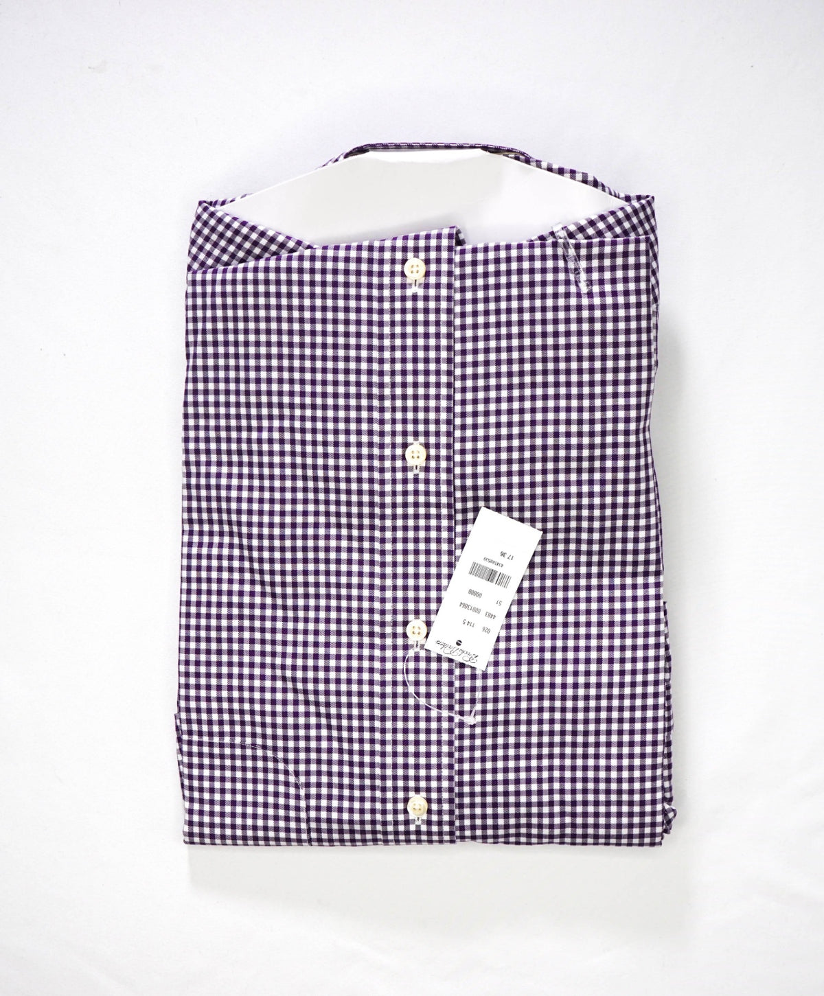 $128 BROOKS BROTHERS - Purple Gingham NON-IRON Shirt - 17 - 36