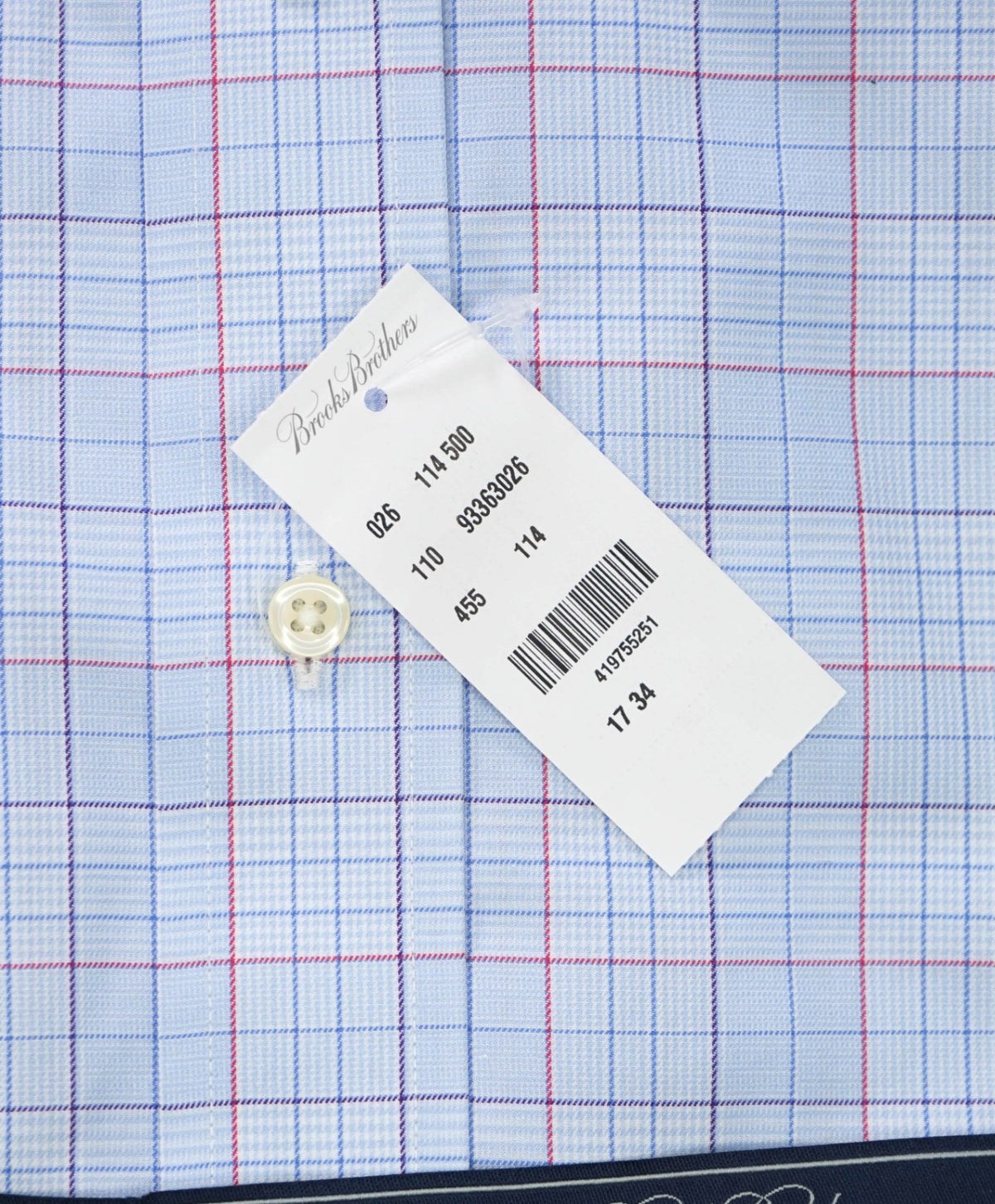 $128 BROOKS BROTHERS - Blue Plaid NON-IRON Shirt - 17 - 34