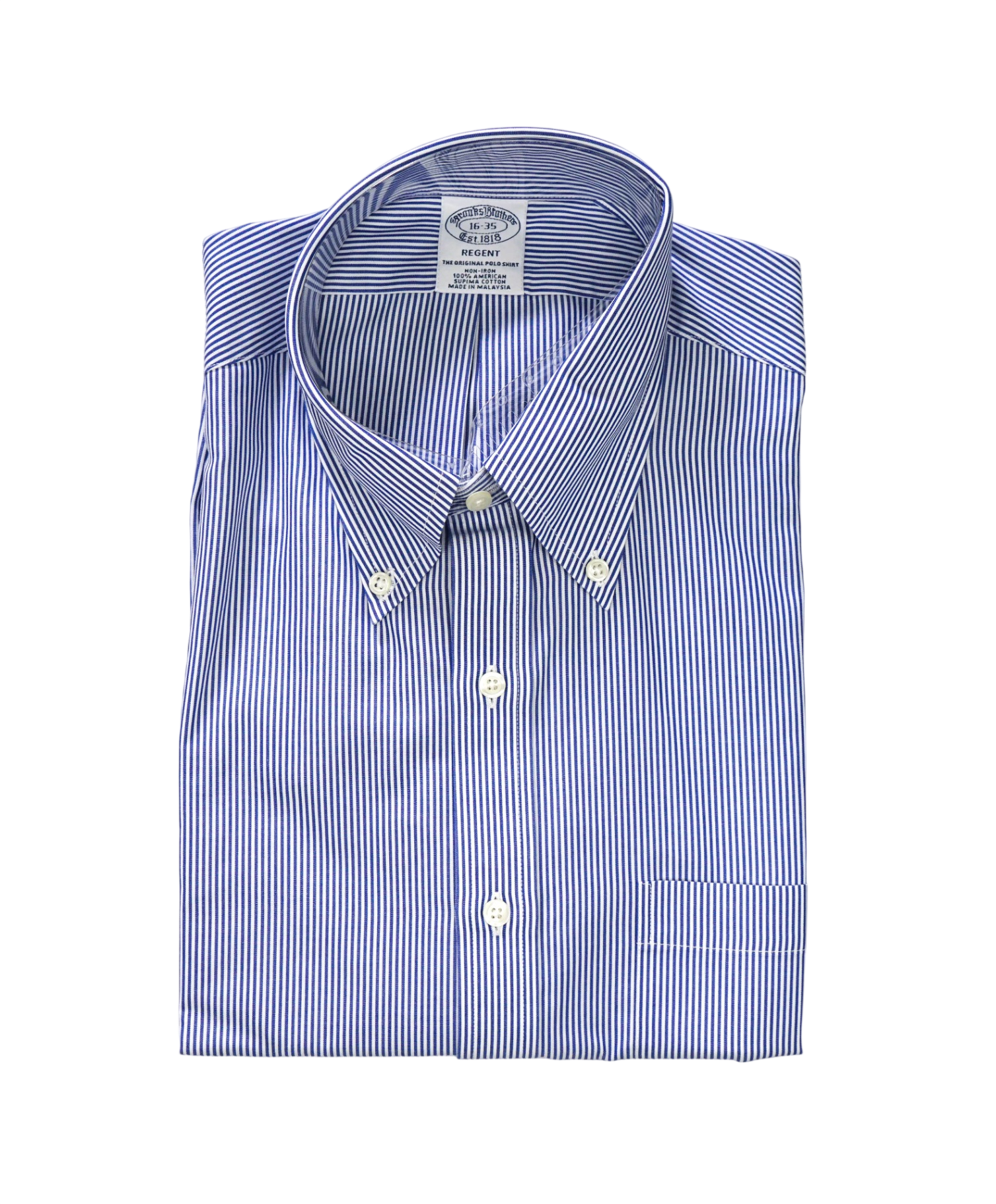 $128 BROOKS BROTHERS - Blue Stripe NON-IRON REGENT Shirt - 16 - 35