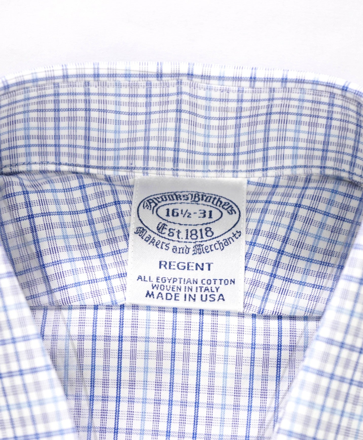 $198 BROOKS BROTHERS - Blue Plaid MAKERS AND MERCHANTS REGENT Shirt - 16.5 - 31