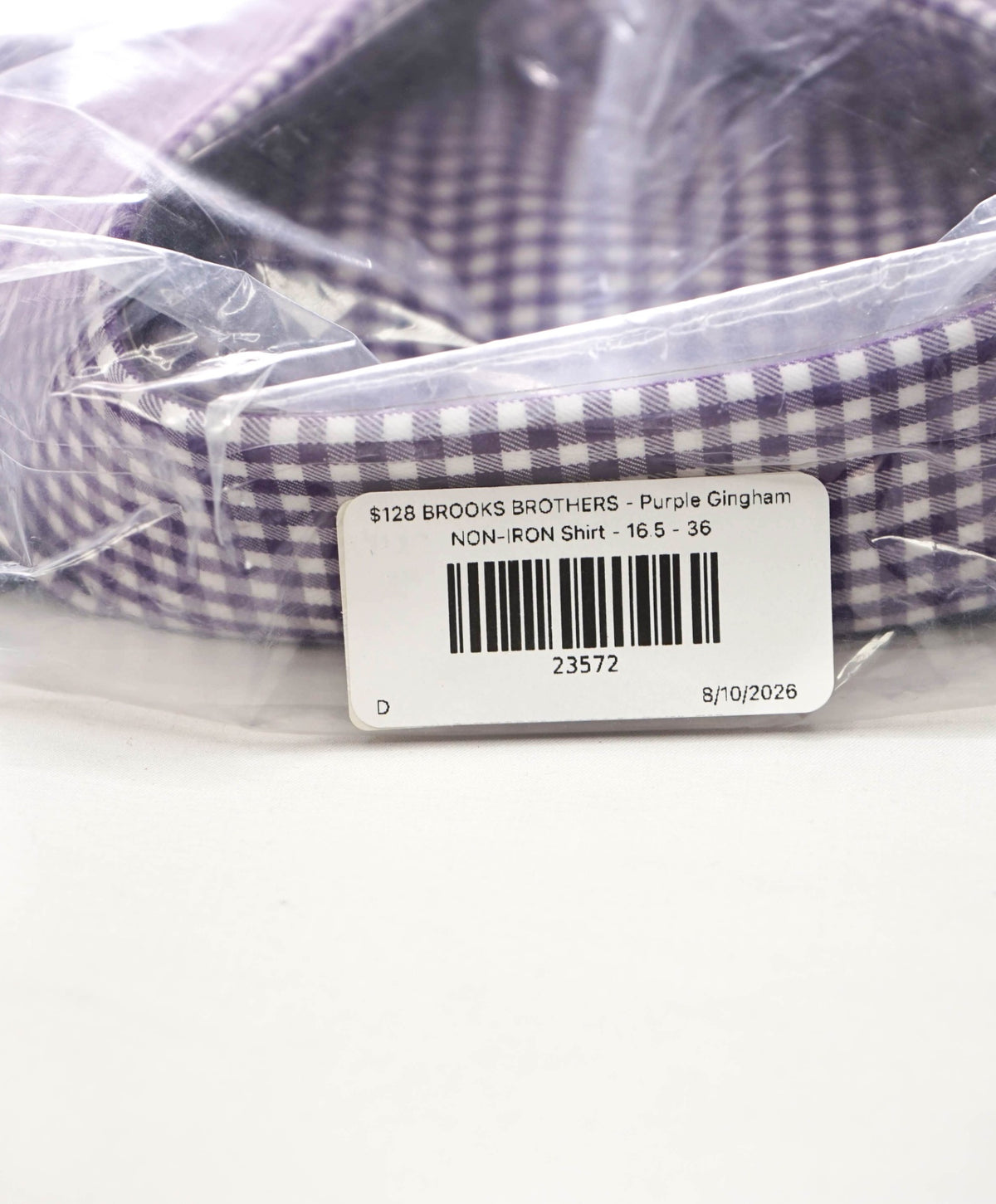 $128 BROOKS BROTHERS - Purple Gingham NON-IRON Shirt - 16.5 - 36