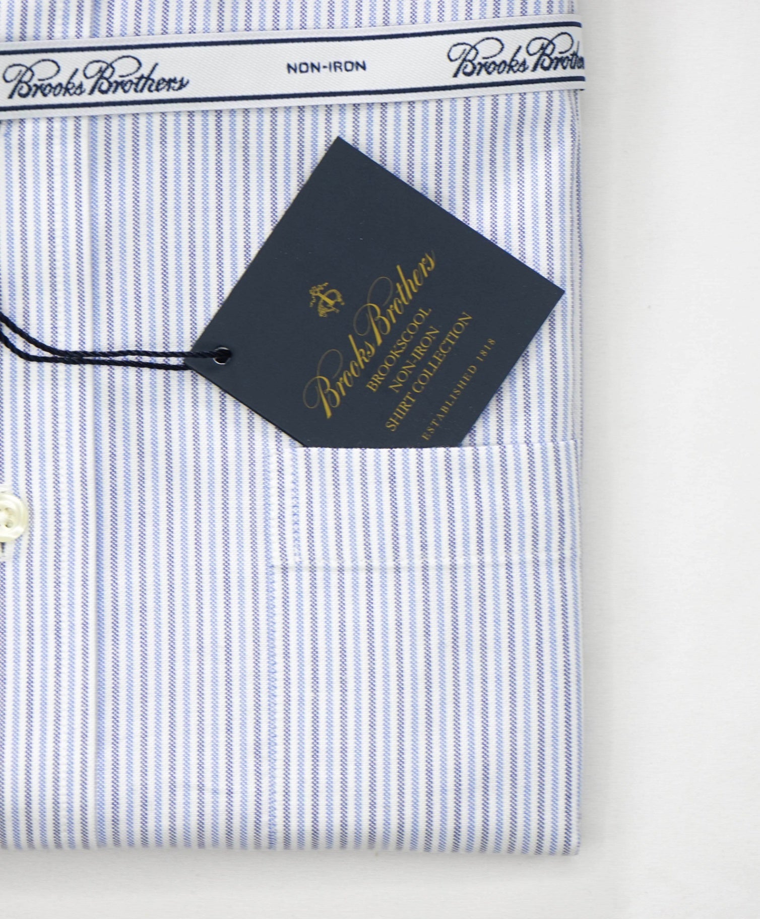 $128 BROOKS BROTHERS - Blue Stripe NON-IRON REGENT Shirt - 17 - 34
