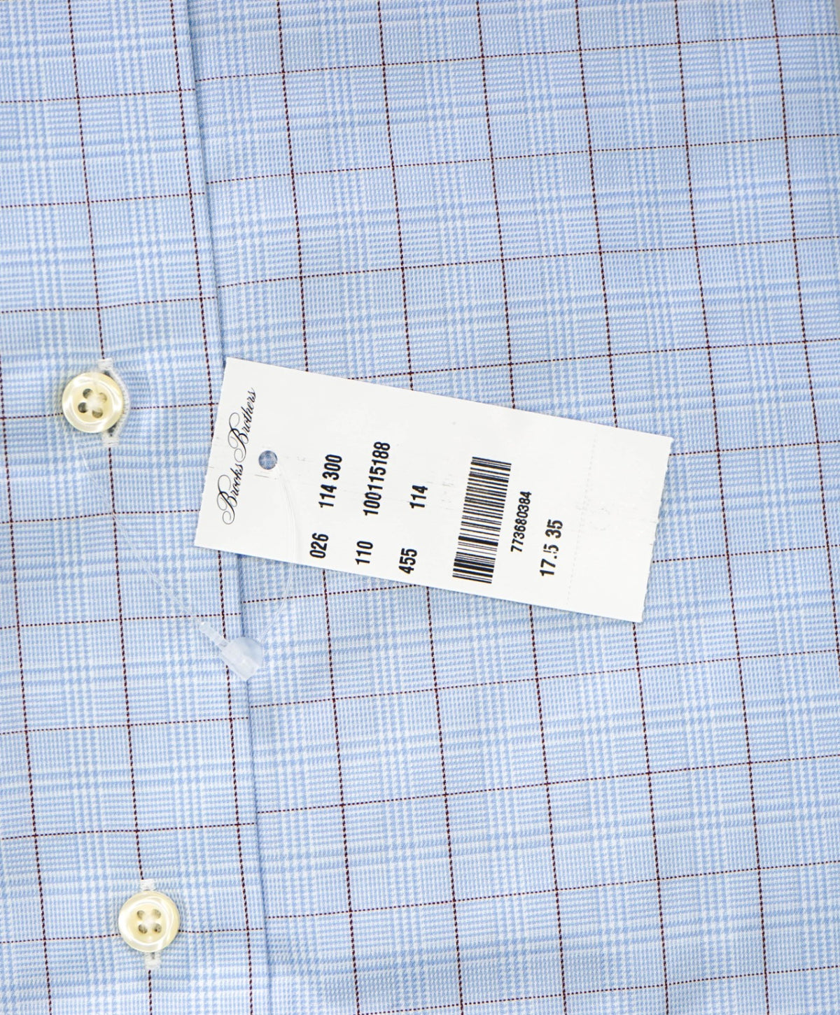 $128 BROOKS BROTHERS - Blue Plaid NON-IRON MILANO Shirt - 17.5 - 35