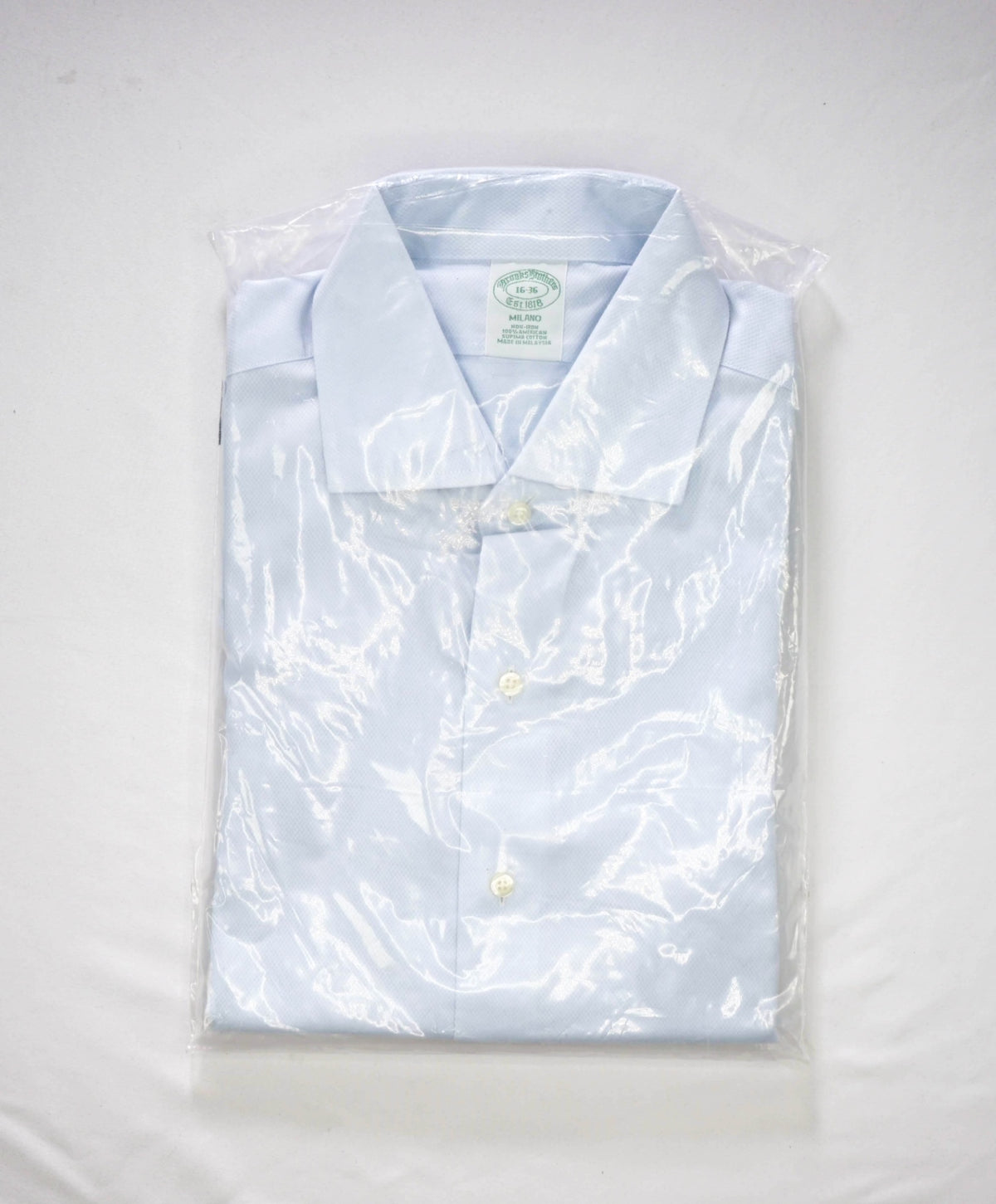 $128 BROOKS BROTHERS - Blue Birdseye NON-IRON MILANO Shirt - 16 - 36