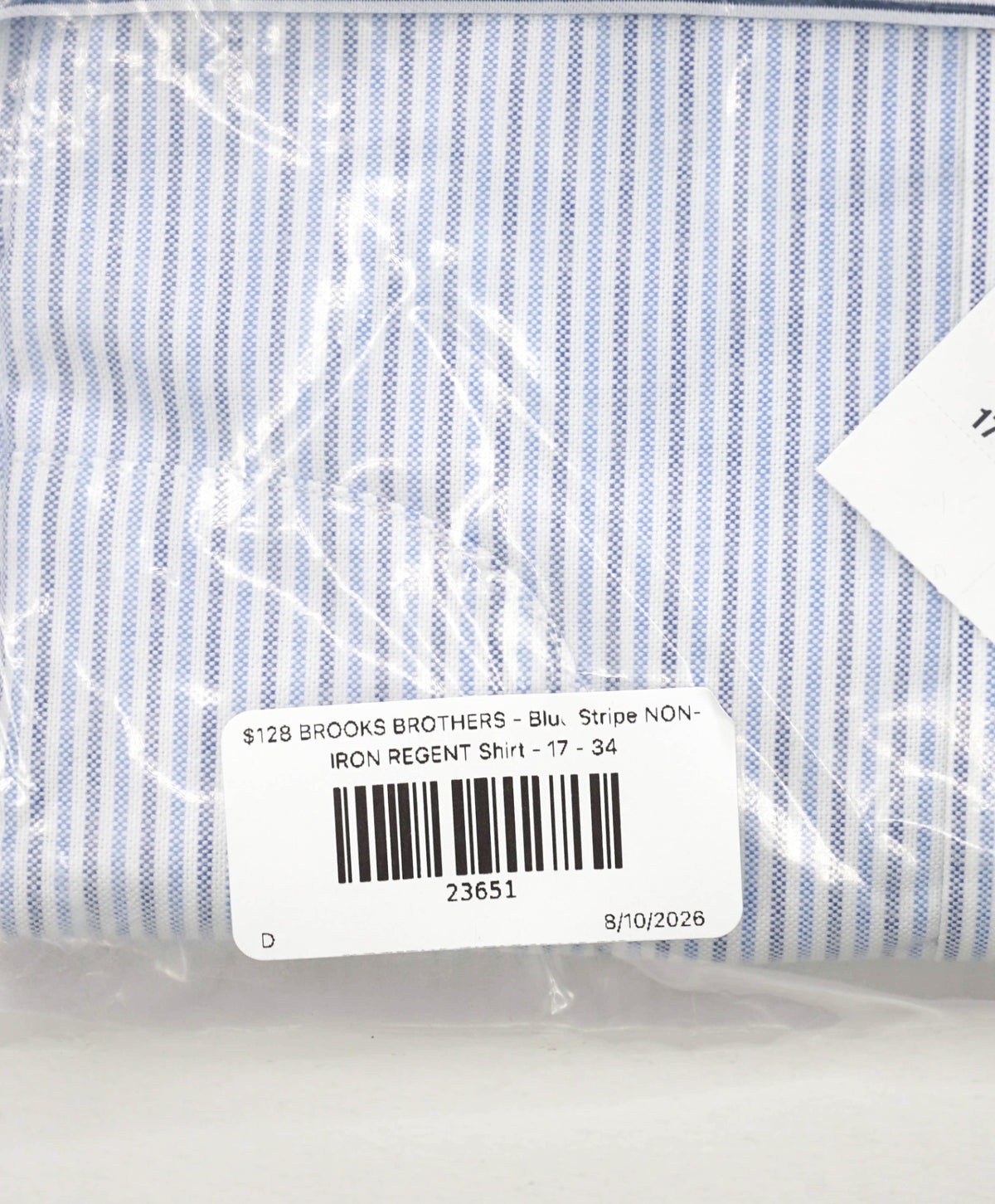 $128 BROOKS BROTHERS - Blue Stripe NON-IRON REGENT Shirt - 17 - 34